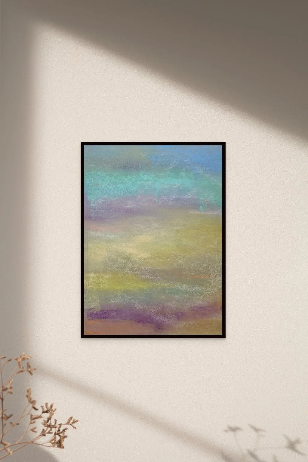 Œuvre contemporaine colorée, tableau abstrait dégradé Fragrance poudrée, création de l’artiste parisienne Atelier Cléophée, parfait pour une décoration intérieure moderne