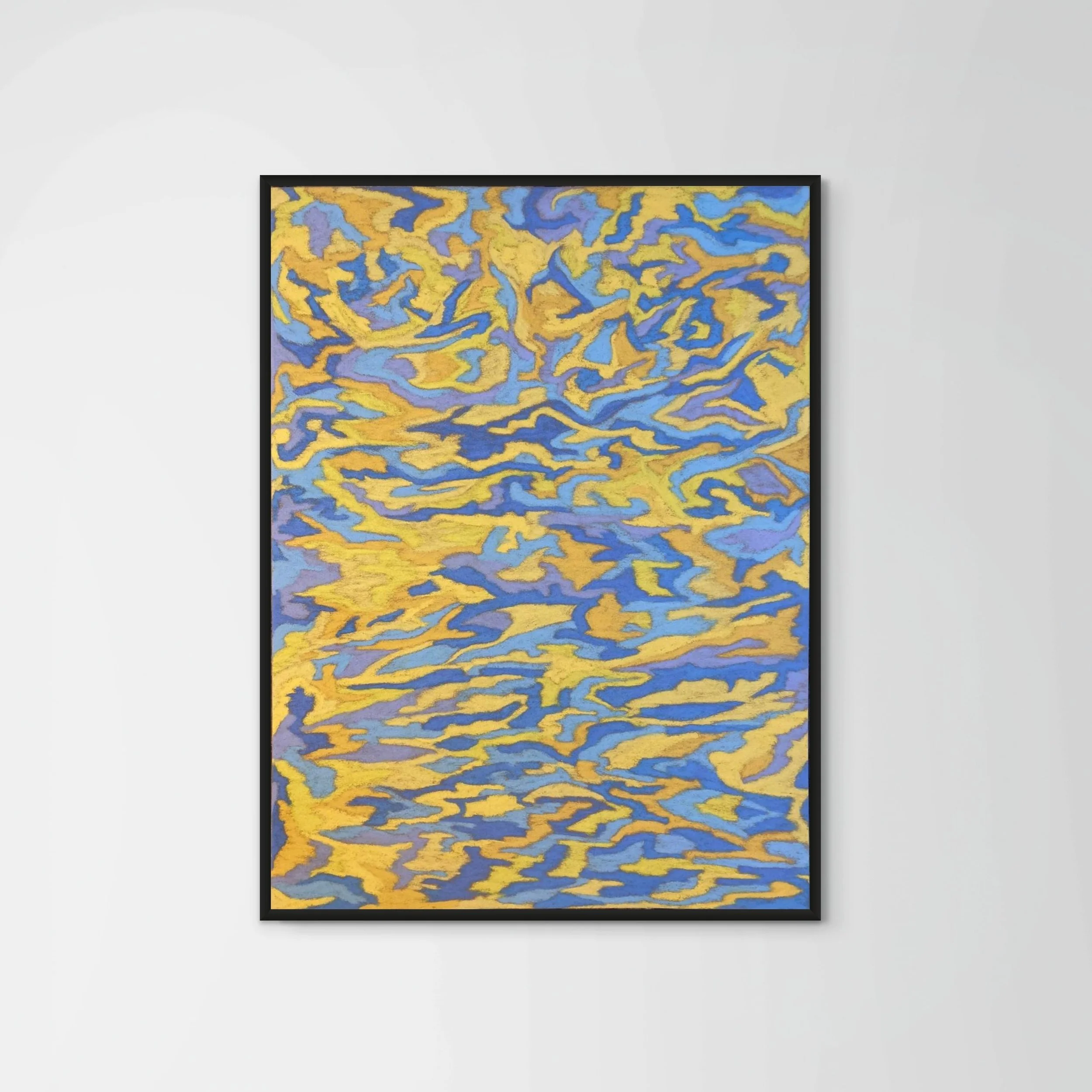Tableau abstrait jaune au pastel sec « Poème » –Œuvre originale par Atelier Cléophée