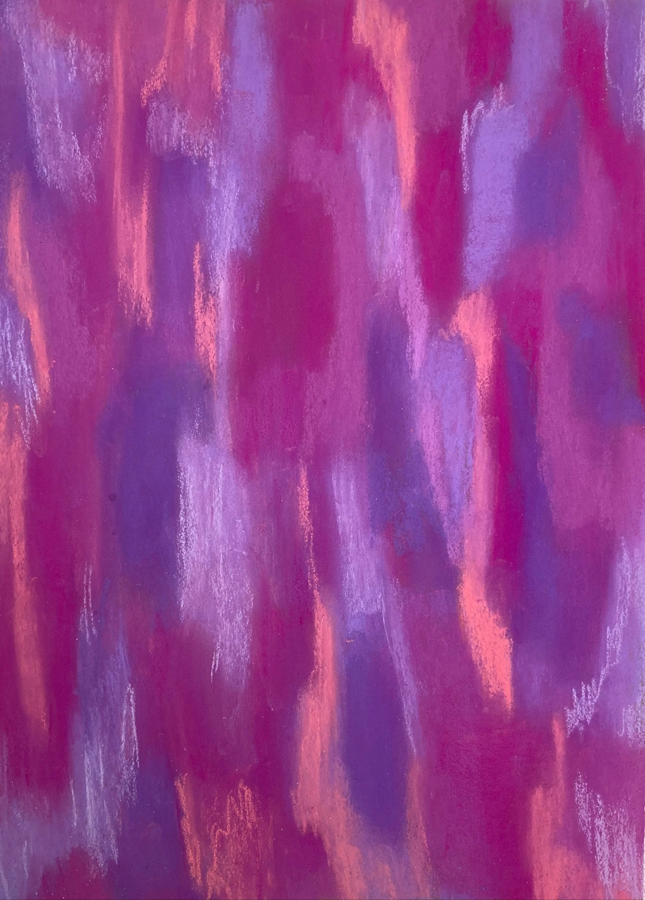 Tableau abstrait contemporain violet, intitulé Chrysanthèmes, créé par l’artiste française Atelier Cléophée