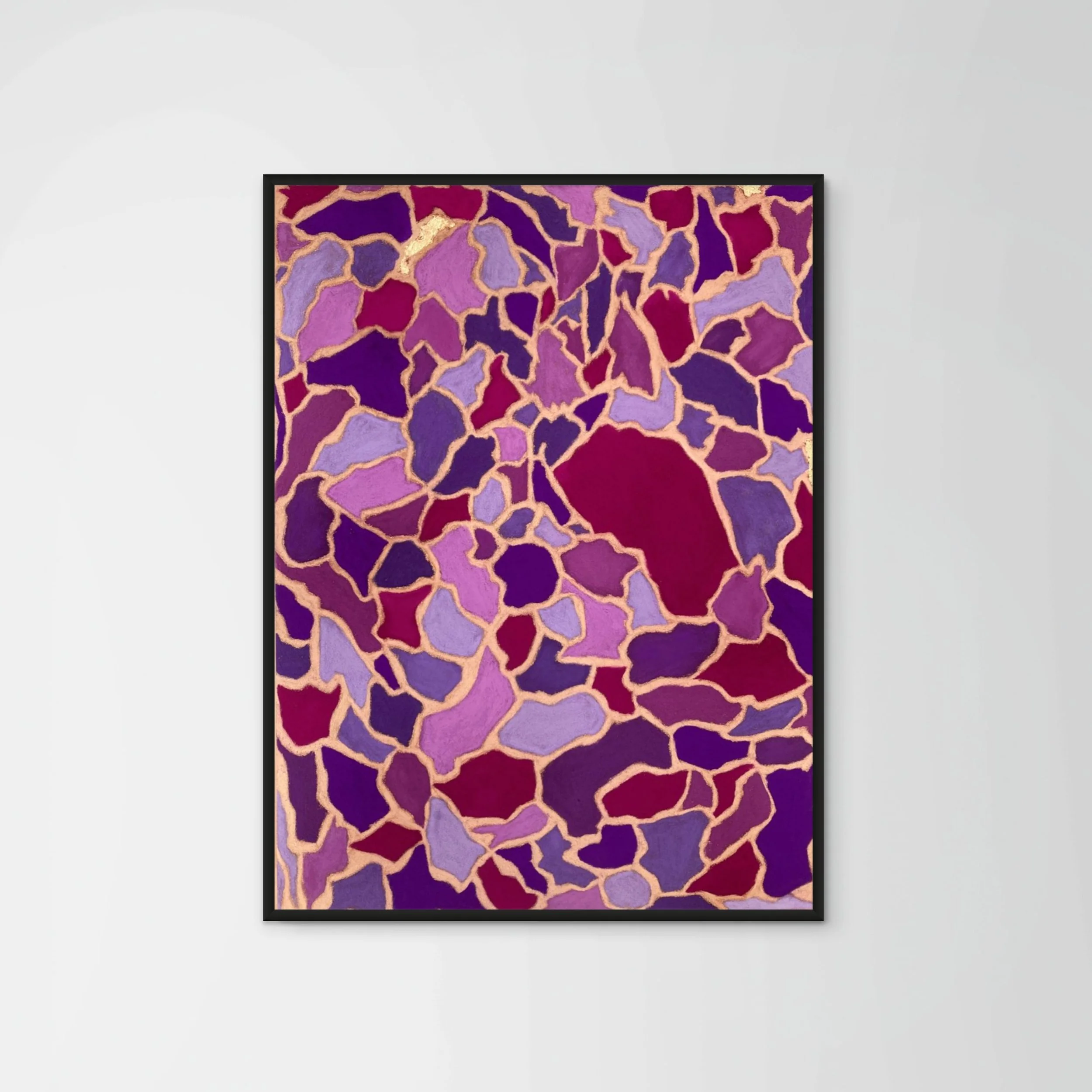 Tableau abstrait au pastel sec, "Fragments", création originale Atelier Cléophée