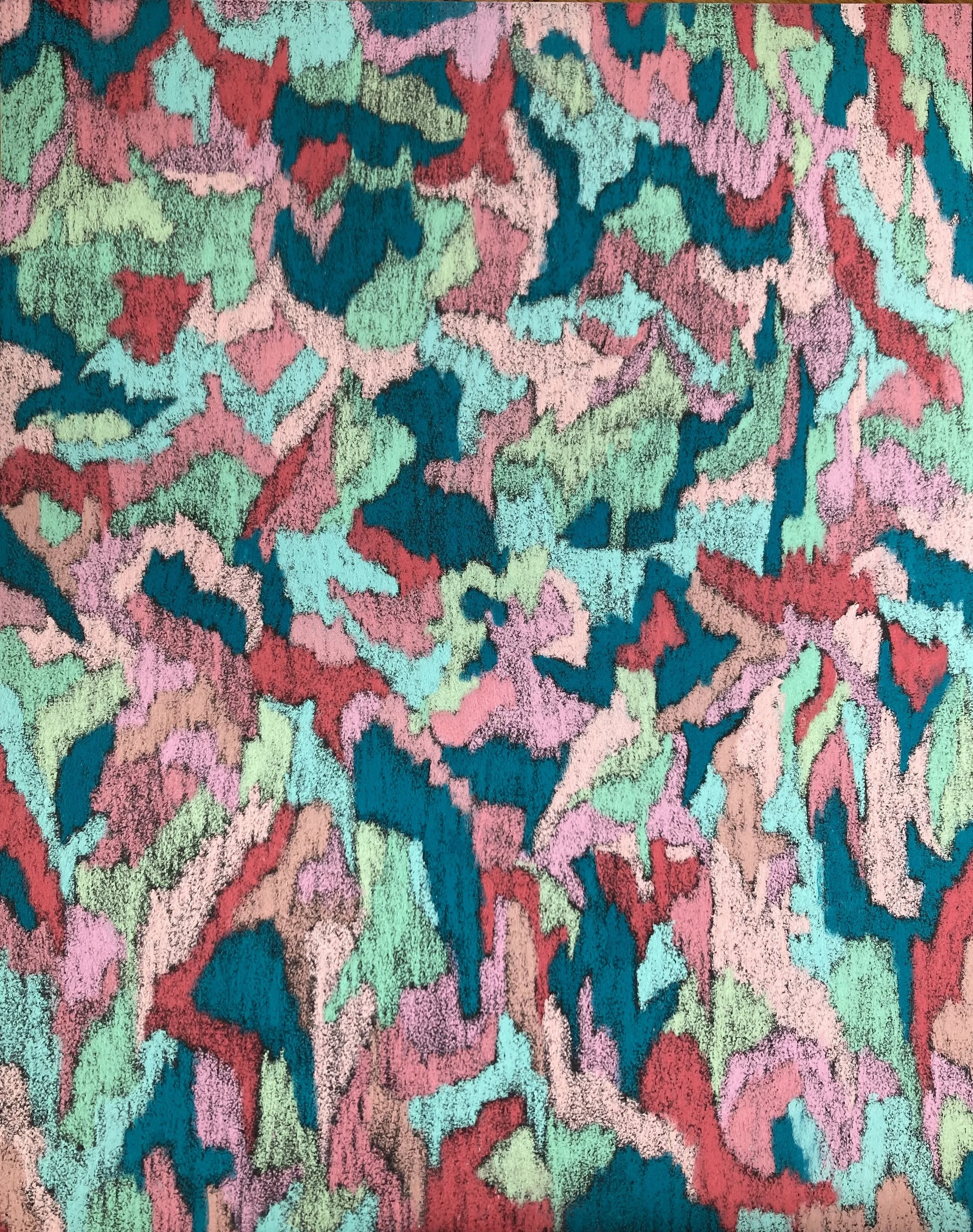 Dessin abstrait tropical intitulé « Maracaipe », inspiré du Brésil, œuvre contemporaine originale de l’artiste émergente Atelier Cléophée
