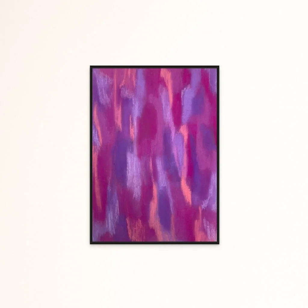 Tableau abstrait contemporain couleur violette, intitulé Chrysanthèmes, créé par l’artiste française Atelier Cléophée