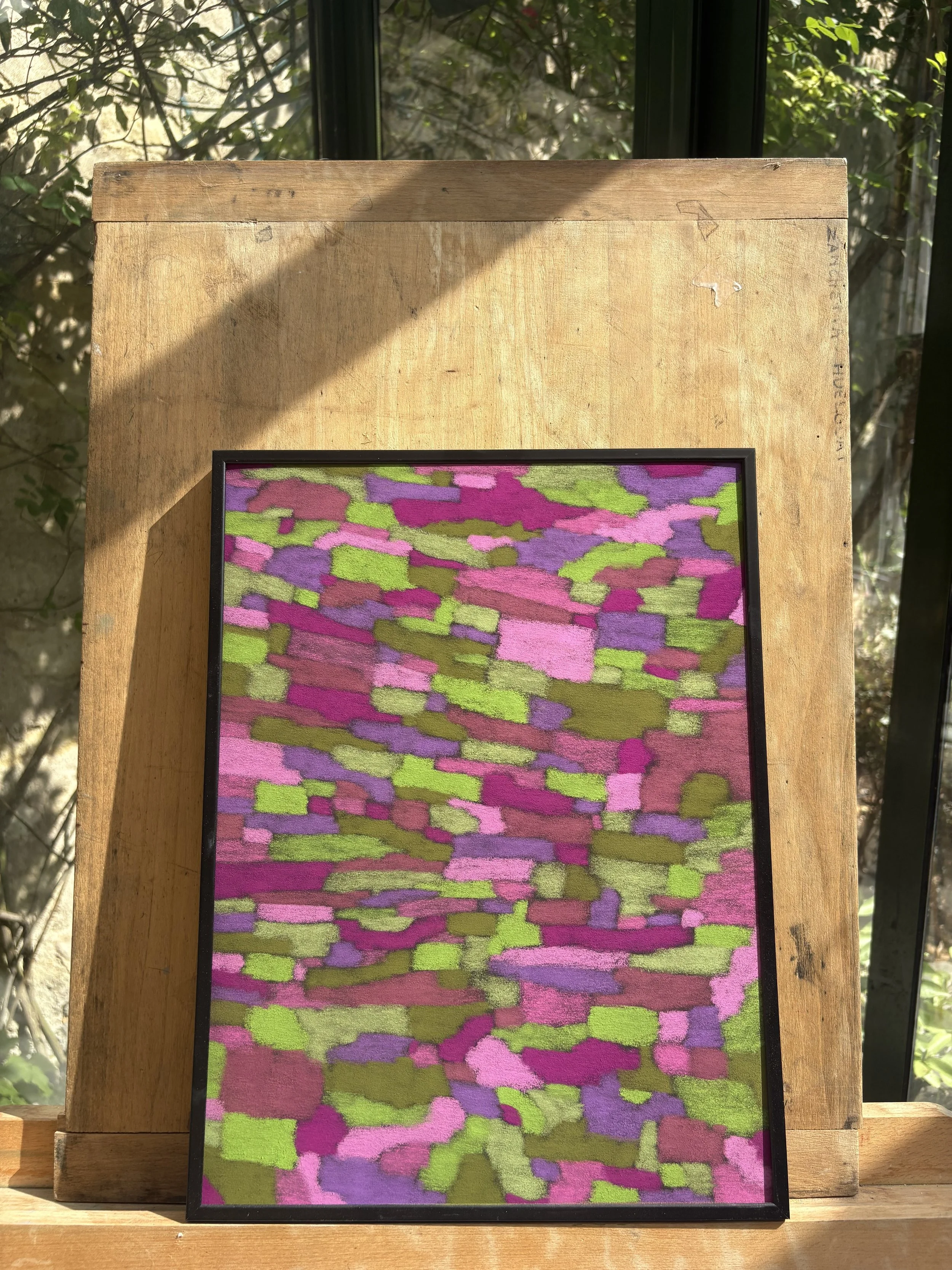 Œuvre murale violette et verte – Atelier Cléophée