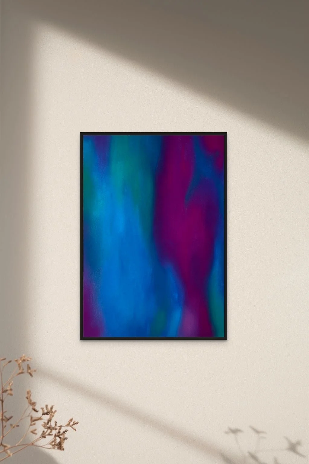 Œuvre abstraite lumineuse, art mural Chromatic, création originale de l’artiste Atelier Cléophée