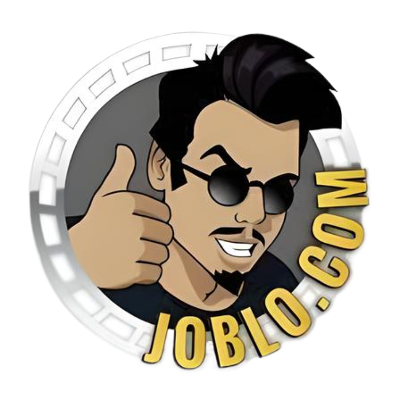 Cartoon man with black hair and sunglasses giving a thumbs-up, with the text "JOBLO.COM" around him.