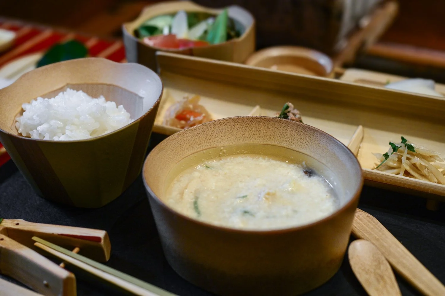 Coffee station in our room with a stone coffee grinder - hand ground coffee prerperation
