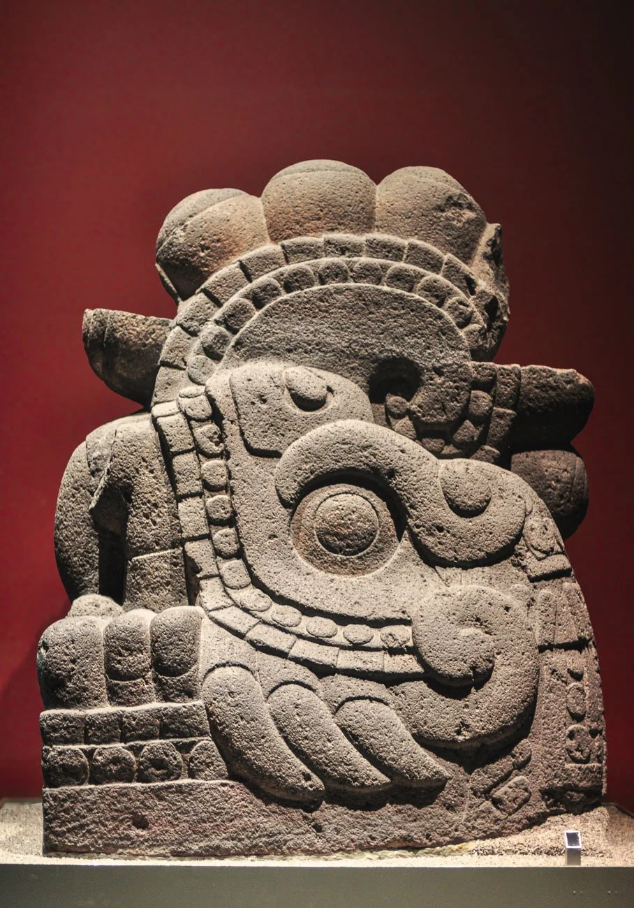 Stone figure of Xiuhcoatl, the fire serpent