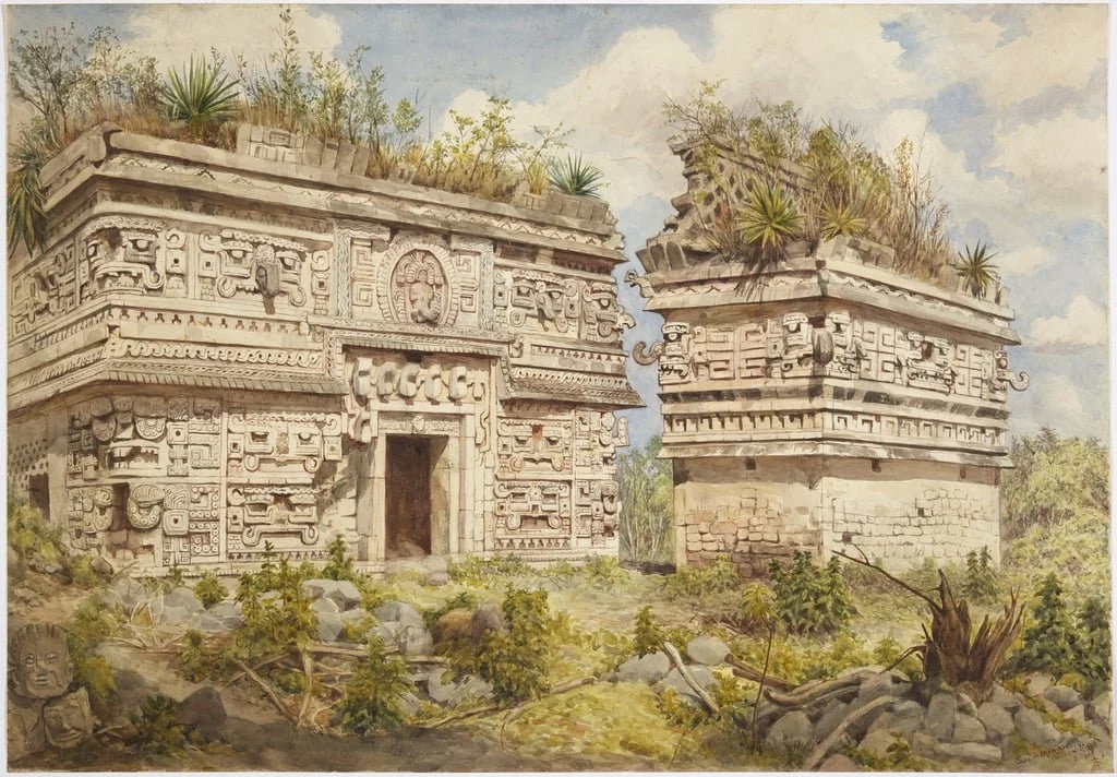 Facade of Monjas,  watercolour by Adela Breton, 1900 - 1904