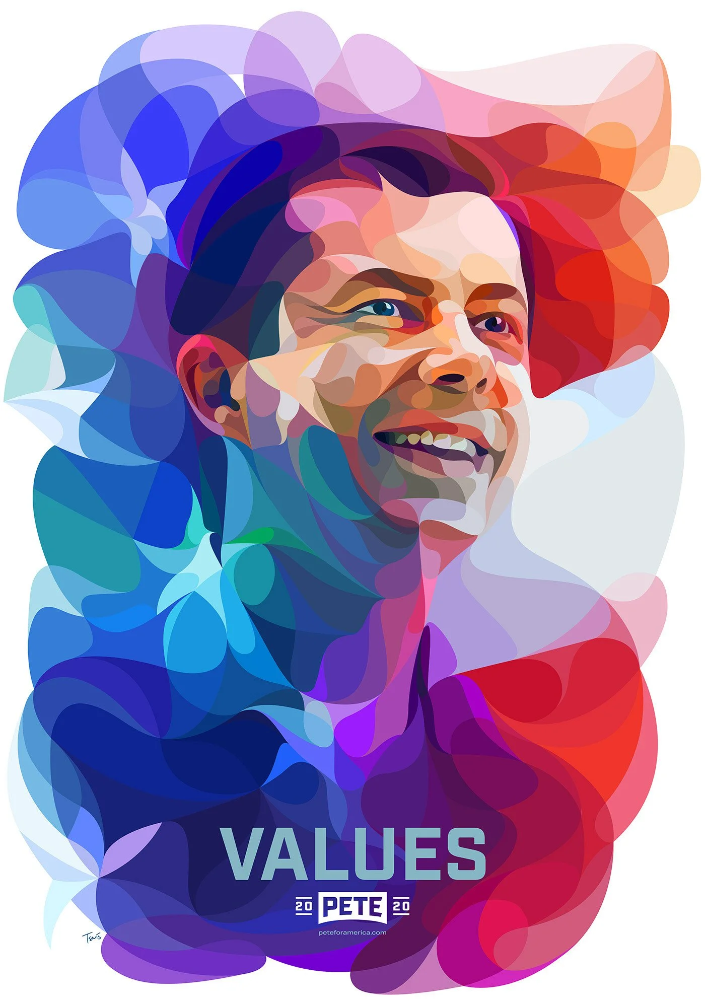 A colourful neo-futuristic poster for election campaign