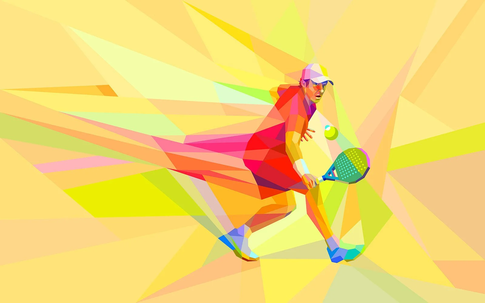 Abstract padel tennis illustration with bold colors and futuristic elements