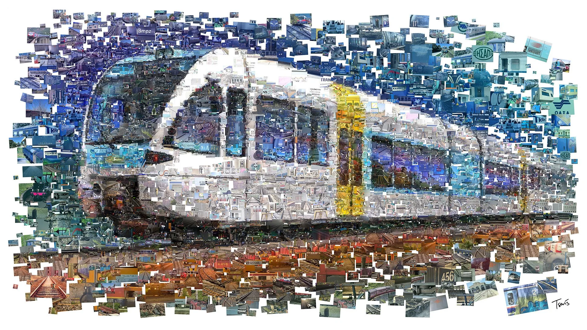 ASEA train digital mural, art mosaic for big corporations