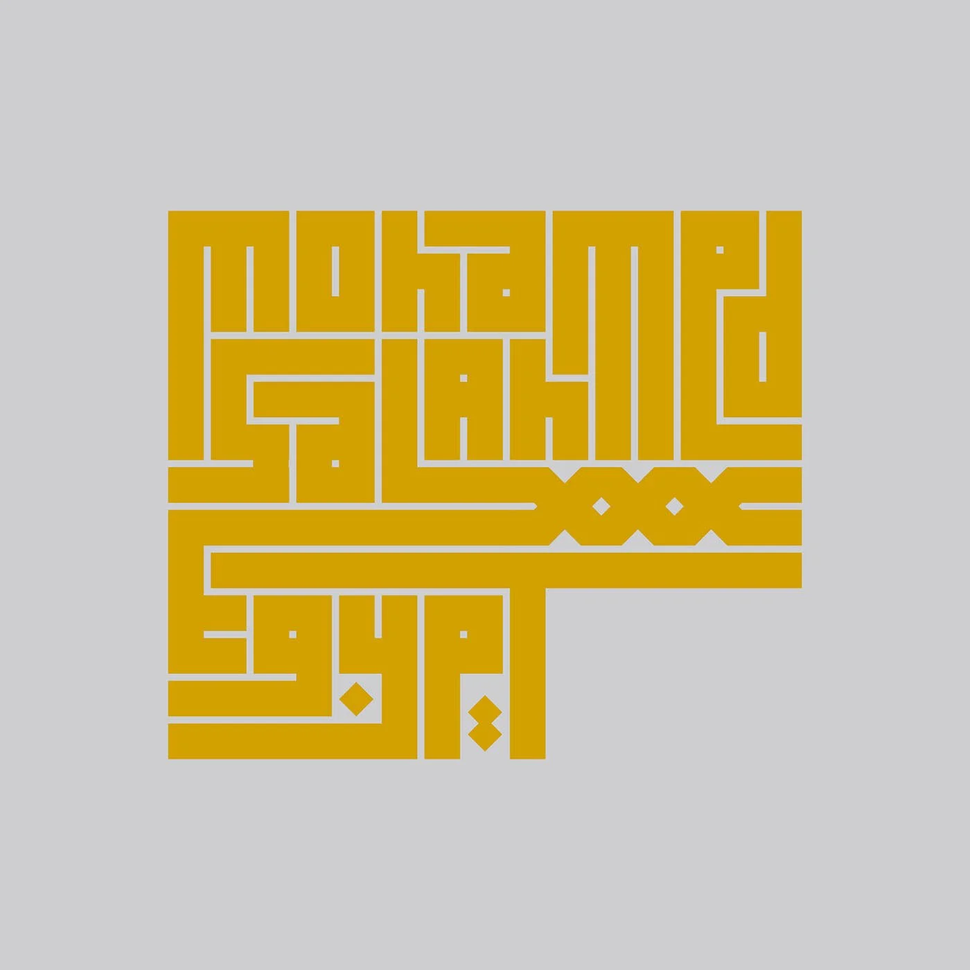 “Bannai script composition featuring Mohamed Salah’s name alongside Egypt, blending traditional Islamic calligraphy with modern design aesthetics