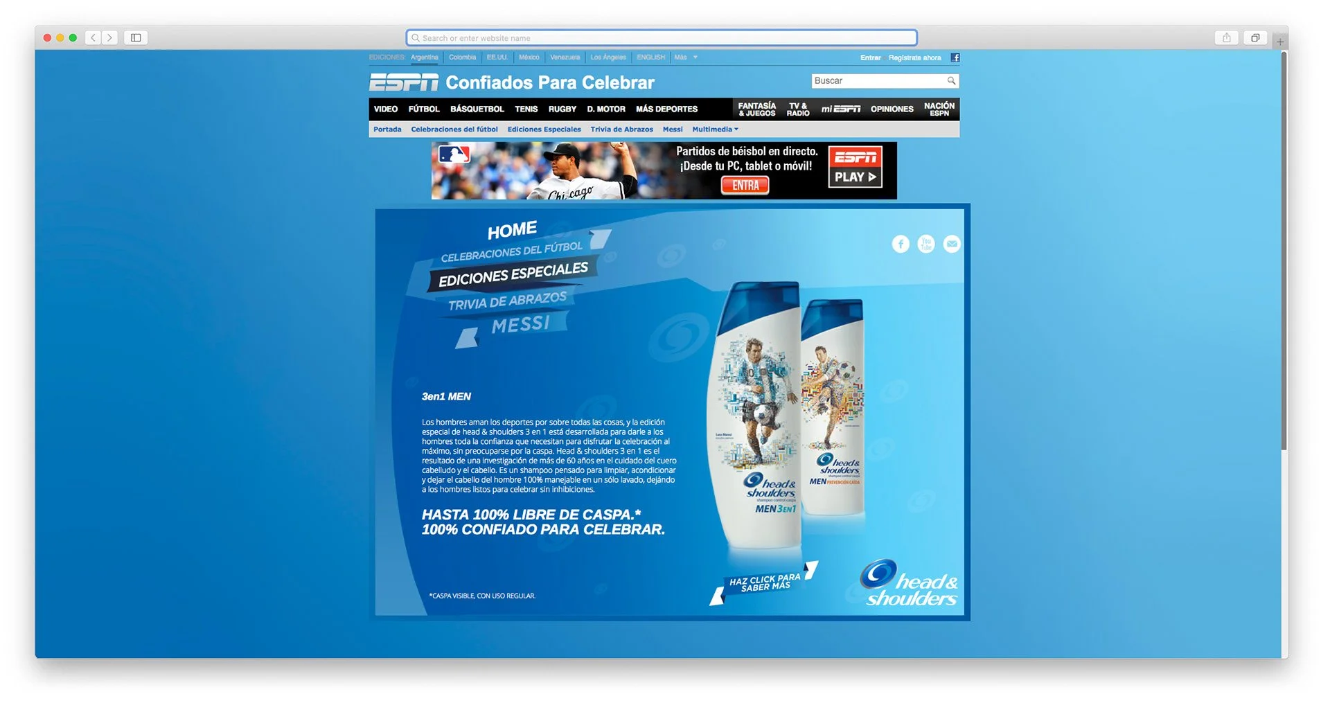 A mini site on ESPN Latin America.