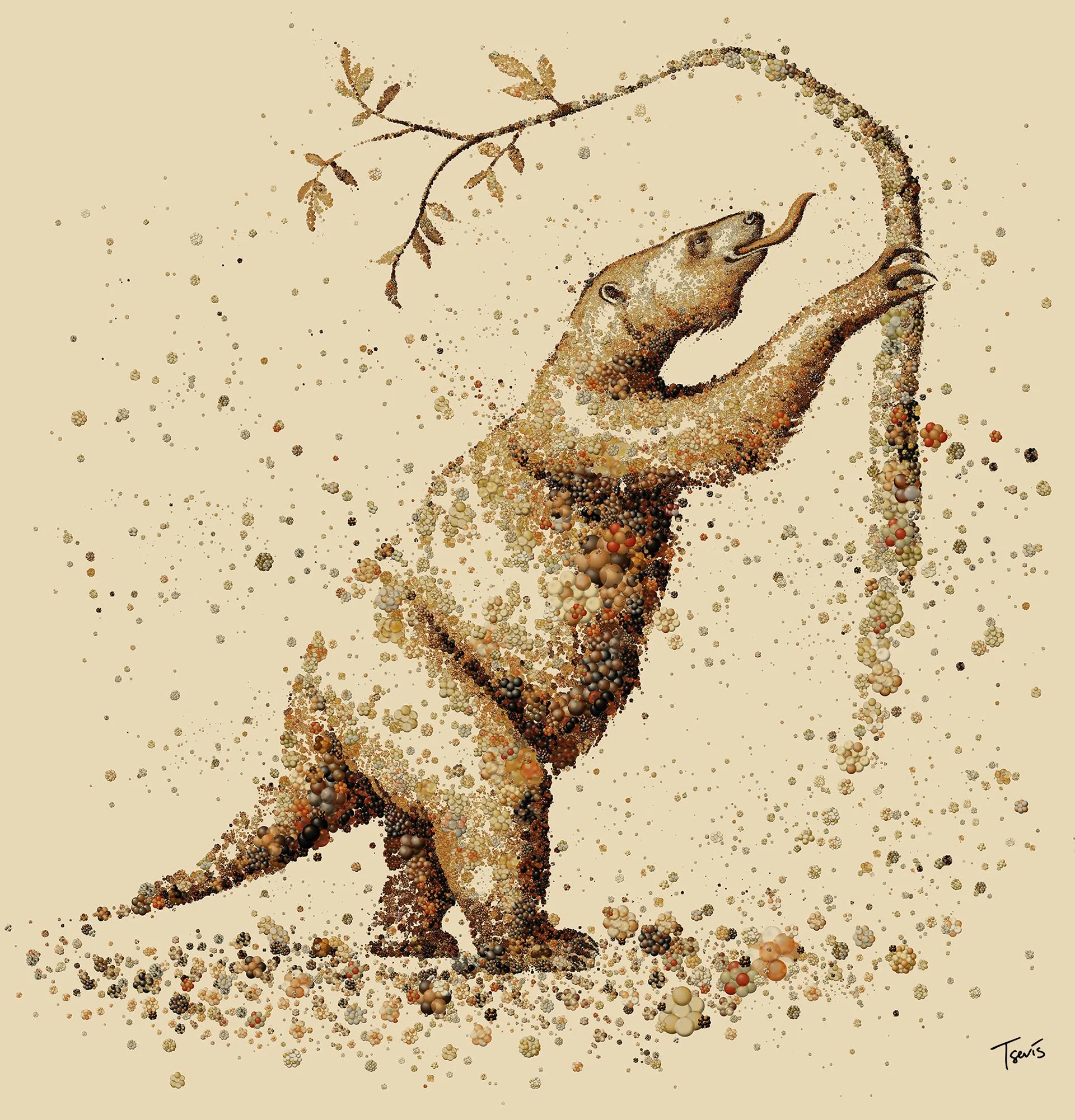 The ground sloth Digital mosaic made of Chemical Codebreakers and Signatures from the Past