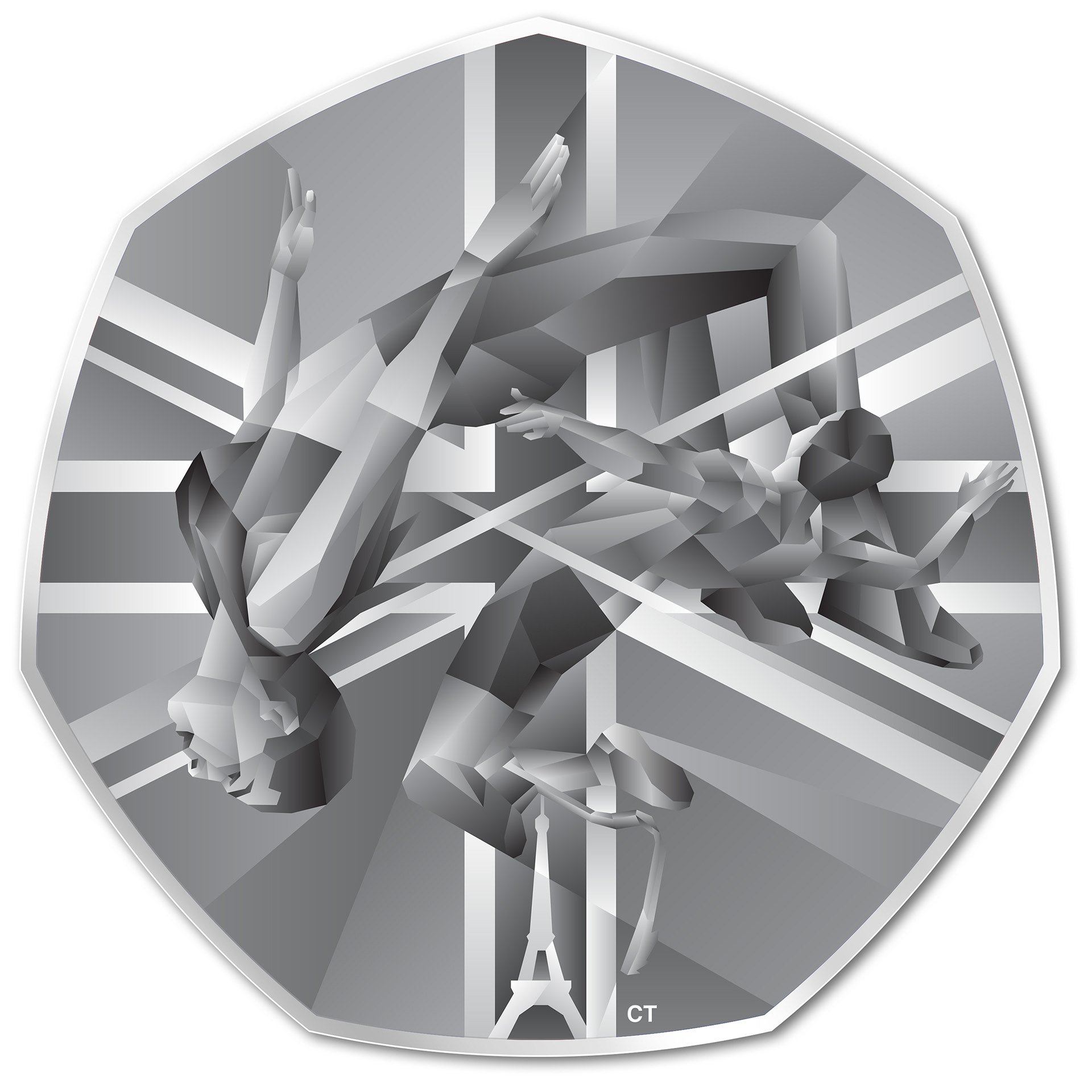 Grayscale neo-futuristic illustration for Olympiad