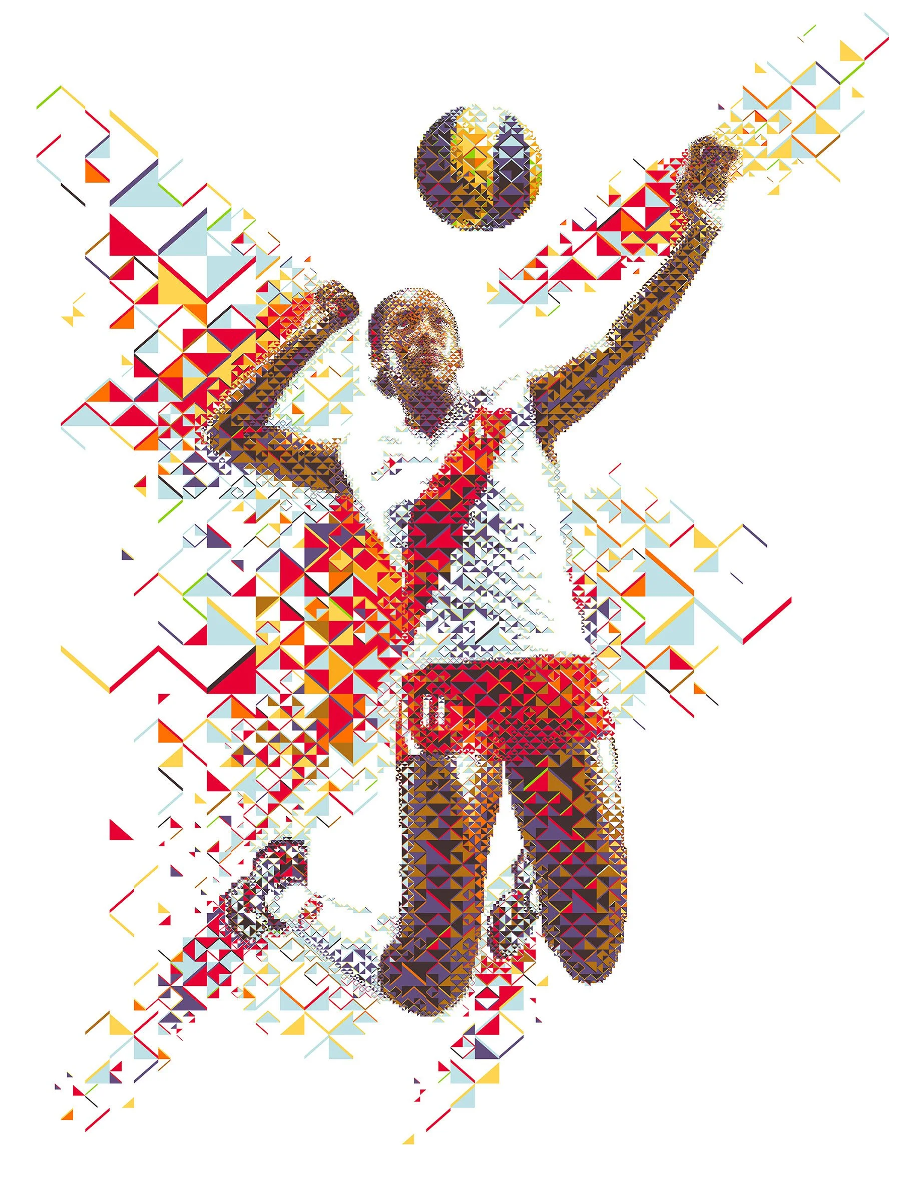 Clarivet Yllescas butterfly mosaic – Peruvian volleyballer soaring like flying insect. Latin American champion.