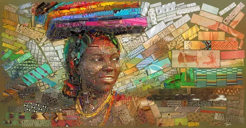 Staring at the Sun, African Bricks algorithmic mosaic print by Charis Tsevis