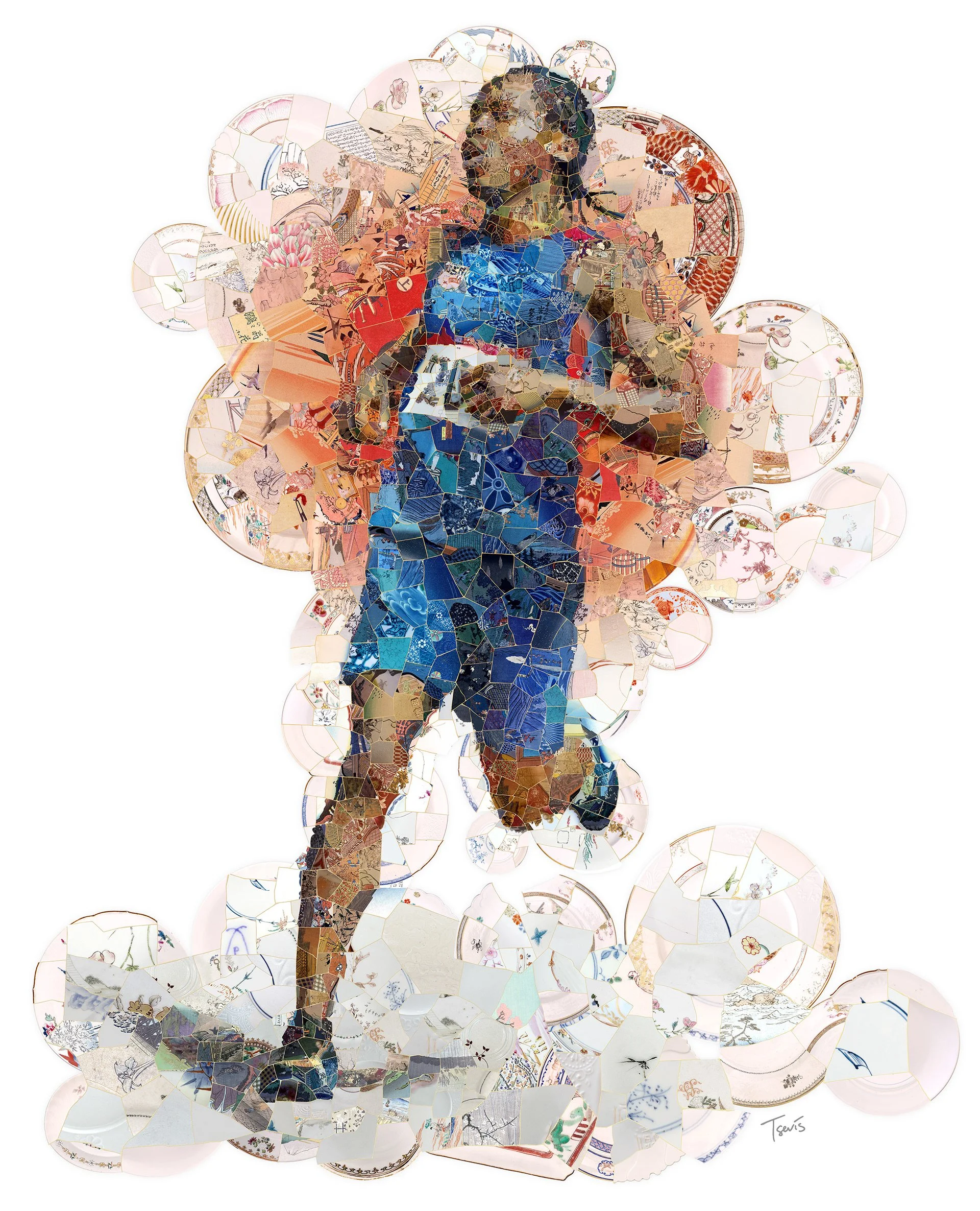 running athlete, sports event branding illustration in a kintsugi style
