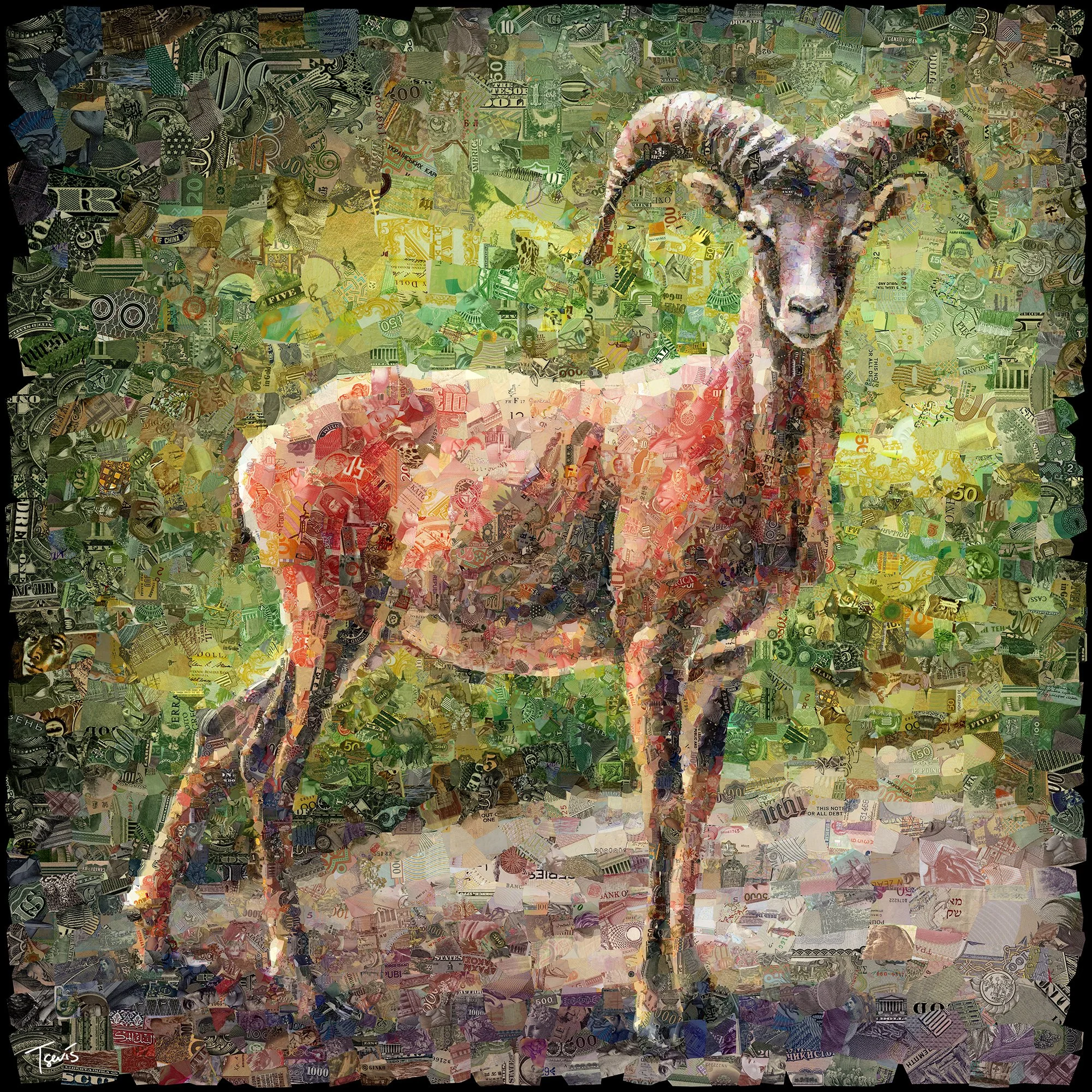 Mosaic of Animal Wild Symbol in World Currencies