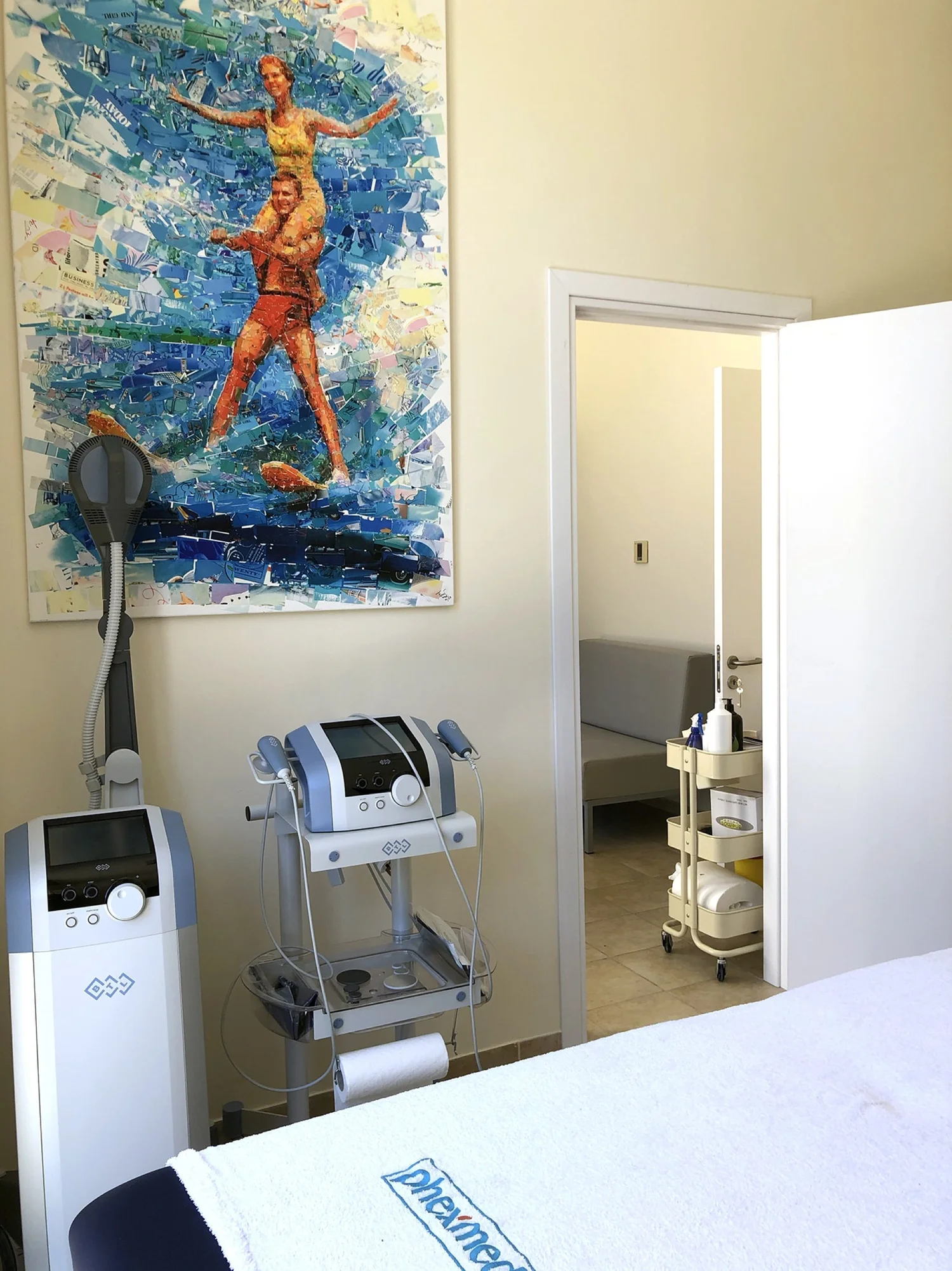 Limited edition mosaic prints displayed in the therapy room, corporate art