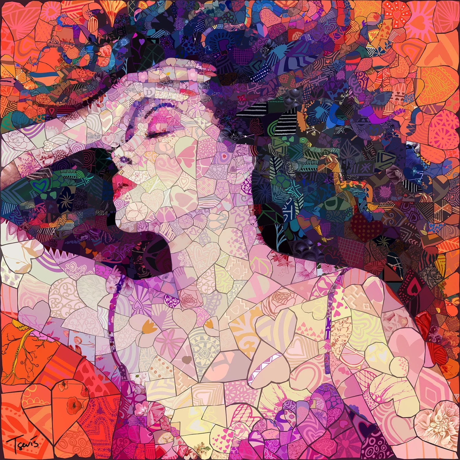 Mosaic portrait of Diana Ross, musical album illustration