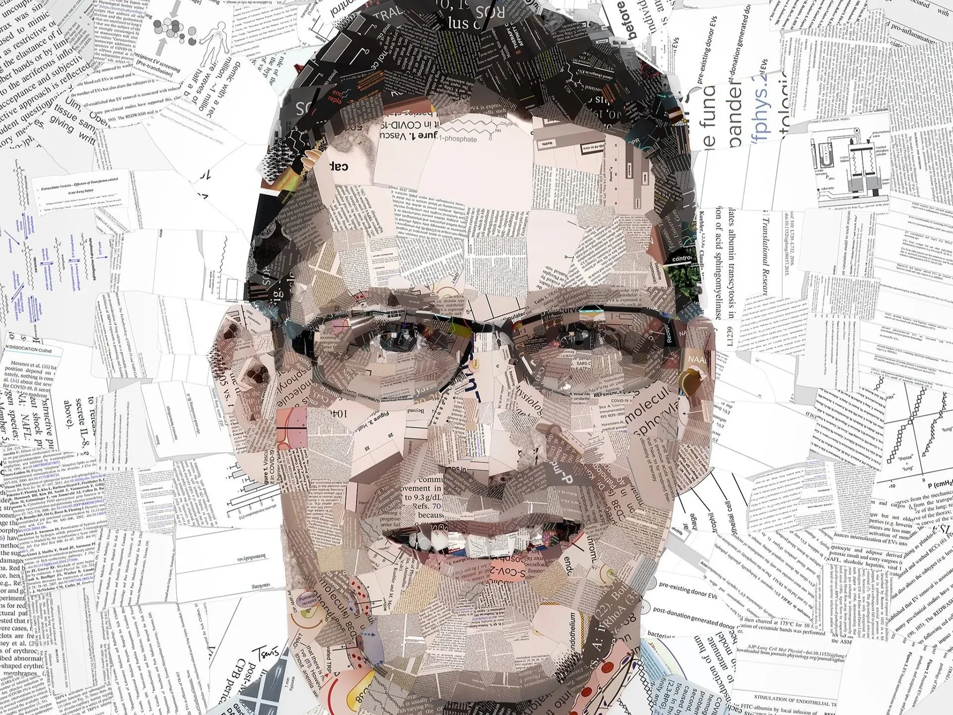 A Mosaic Portrait of Wolfgang Kuebler for the Physiologist magazine.