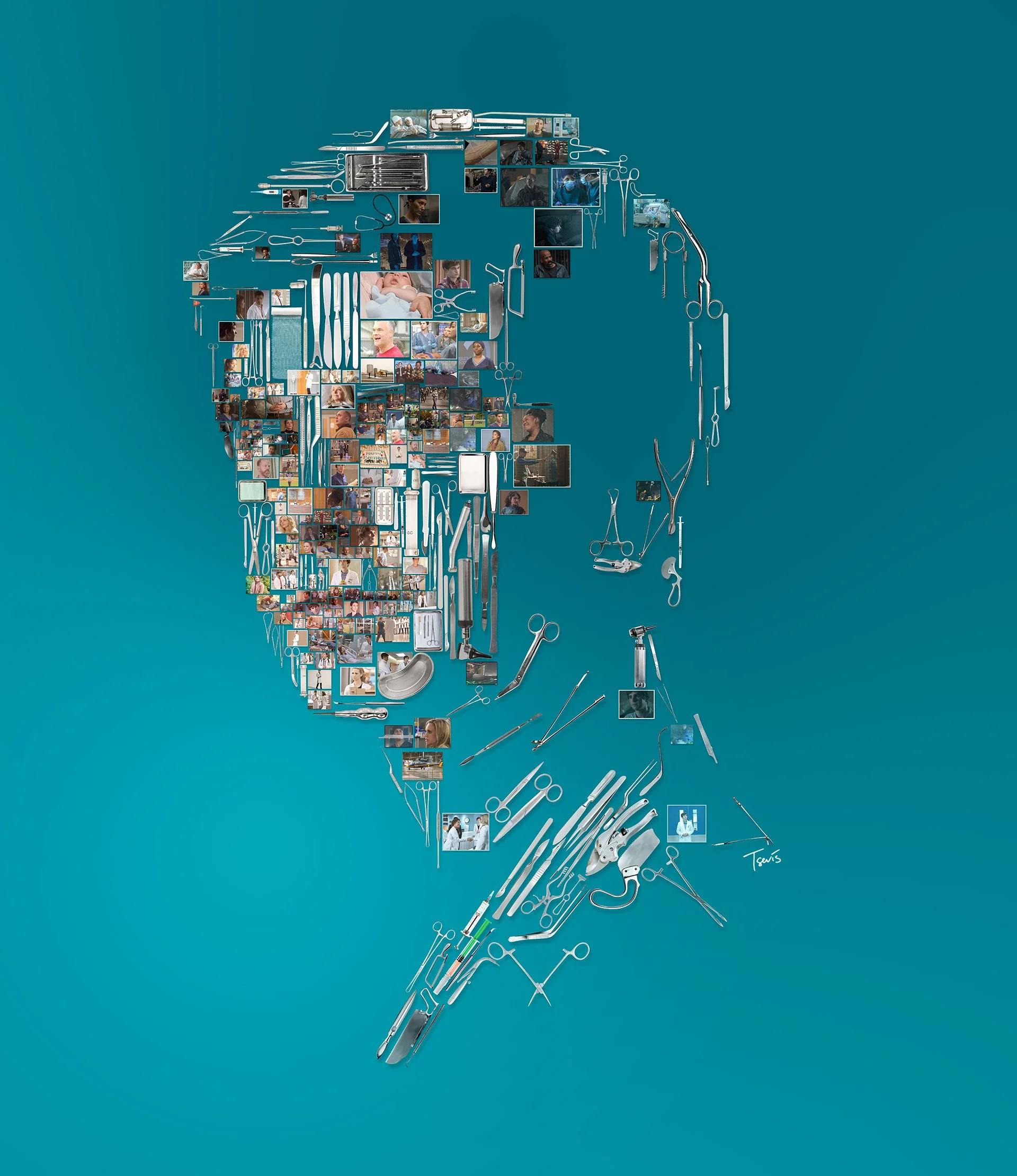 Dr. Shaun Murphy's photo collage in a digital photo mosaic portrait