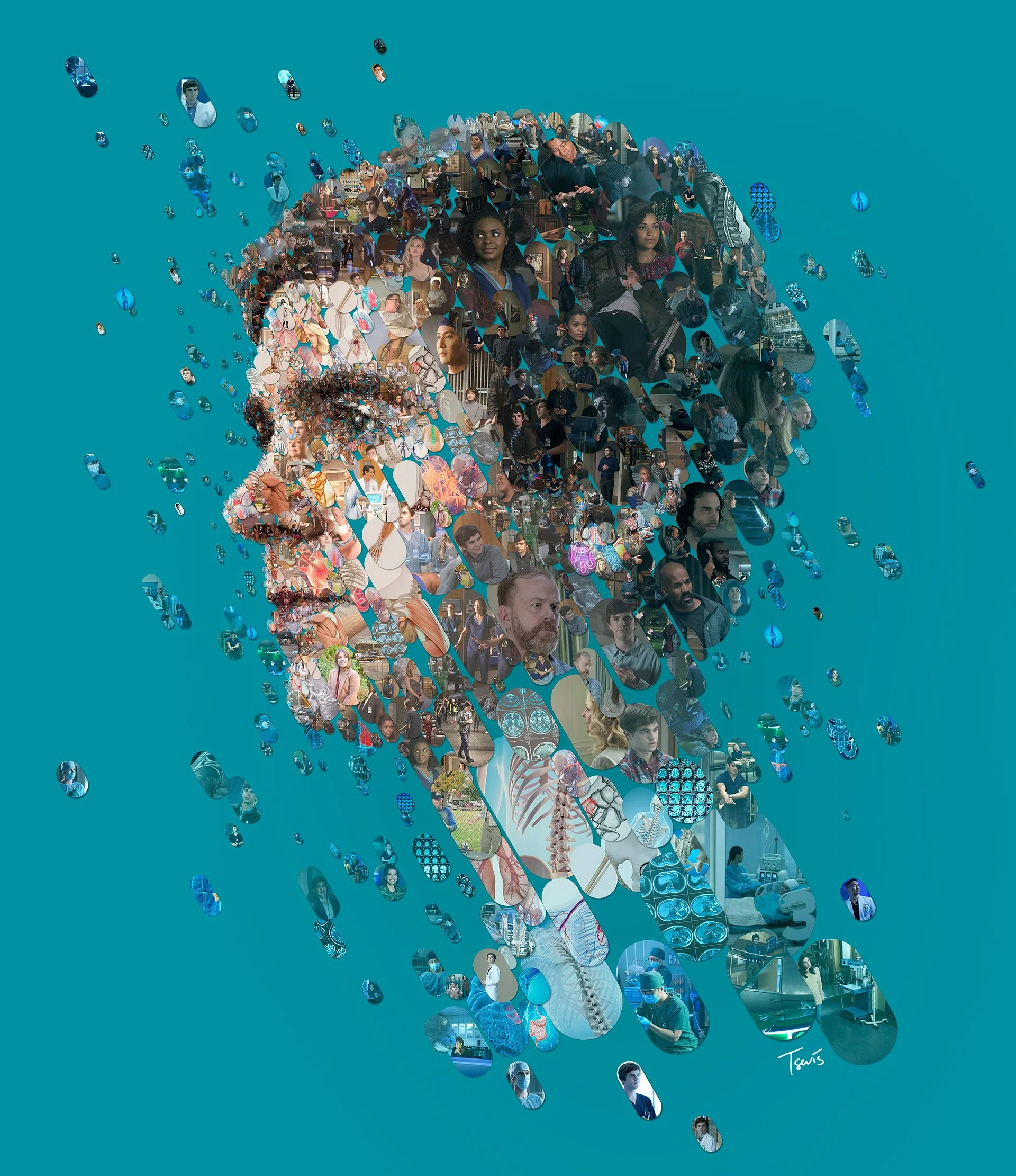Freddie Highmore's portrait as a Good Doctor television series, TV illustration