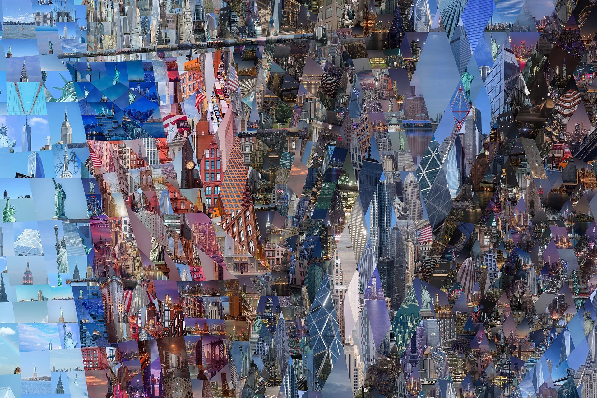   Empire State of mine: Empire State Building digital mosaic by Charis Tsevis – sunny day, classic NYC landmark rendered in photographic mosaic technique.  