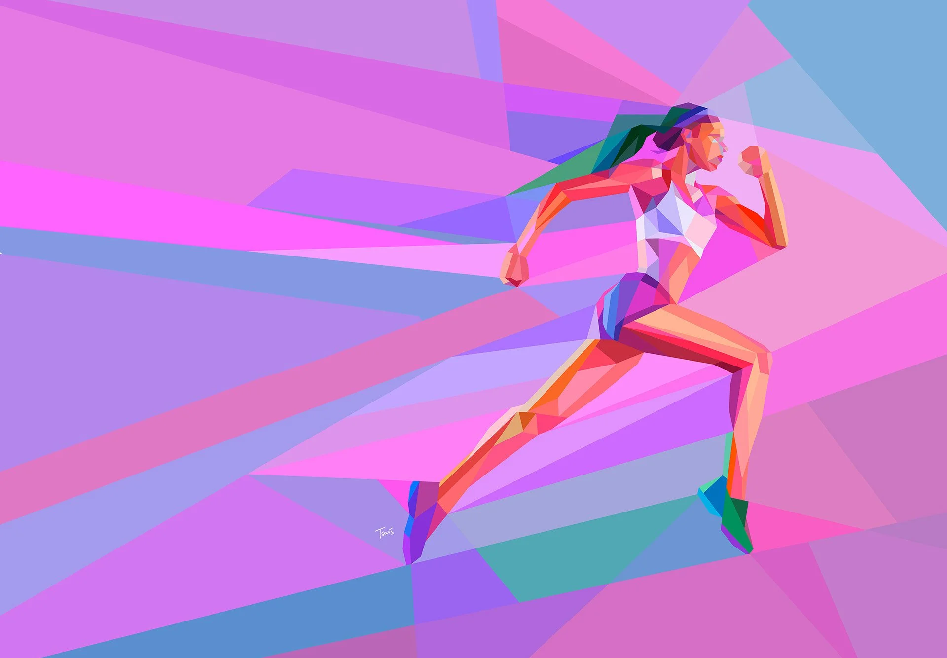  Neo-futuristic runner illustration for wellness brand 