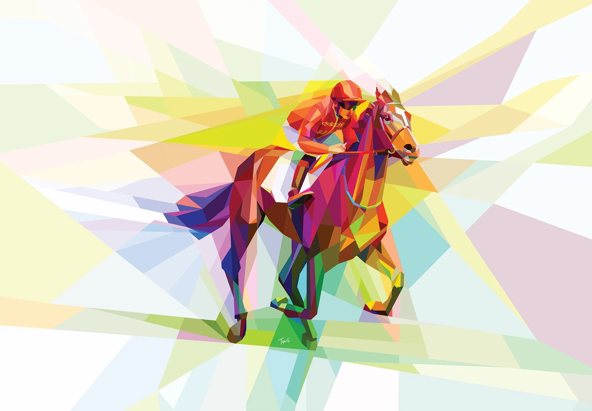  Horse-riding dynamic movement artwork for a wellness corporation 