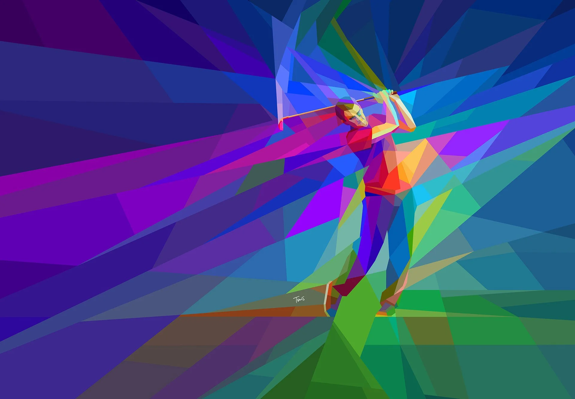  Golf player illustration in bright colors for a healthcare company 