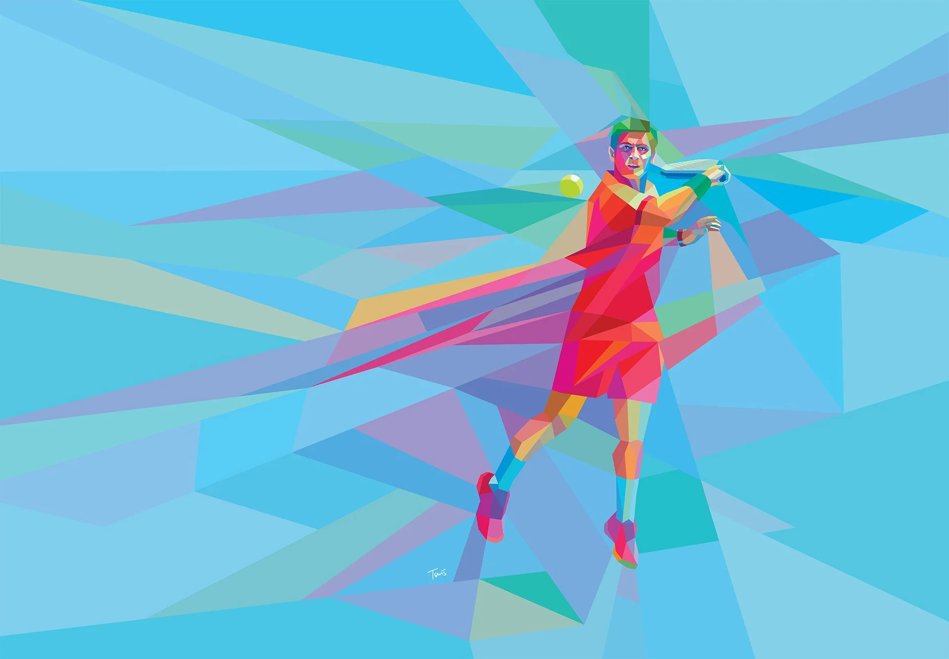  Padel player, visual identity element for medical wellness brand 