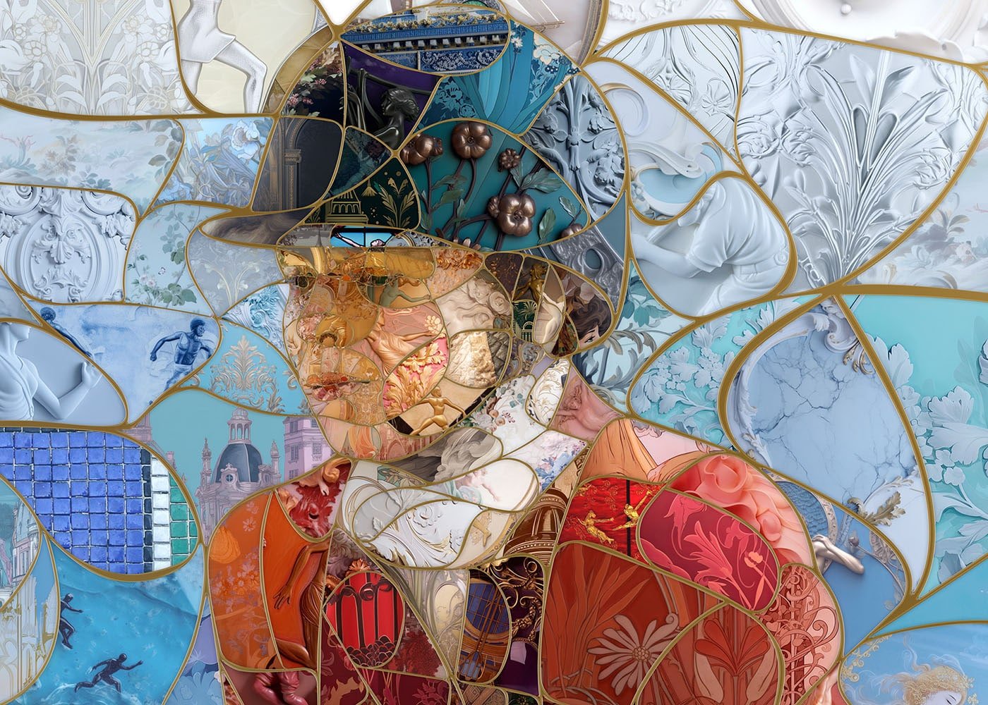  Detail from a branded art installation by Charis Tsevis , combining human-centered design with creative storytelling through faces and form 