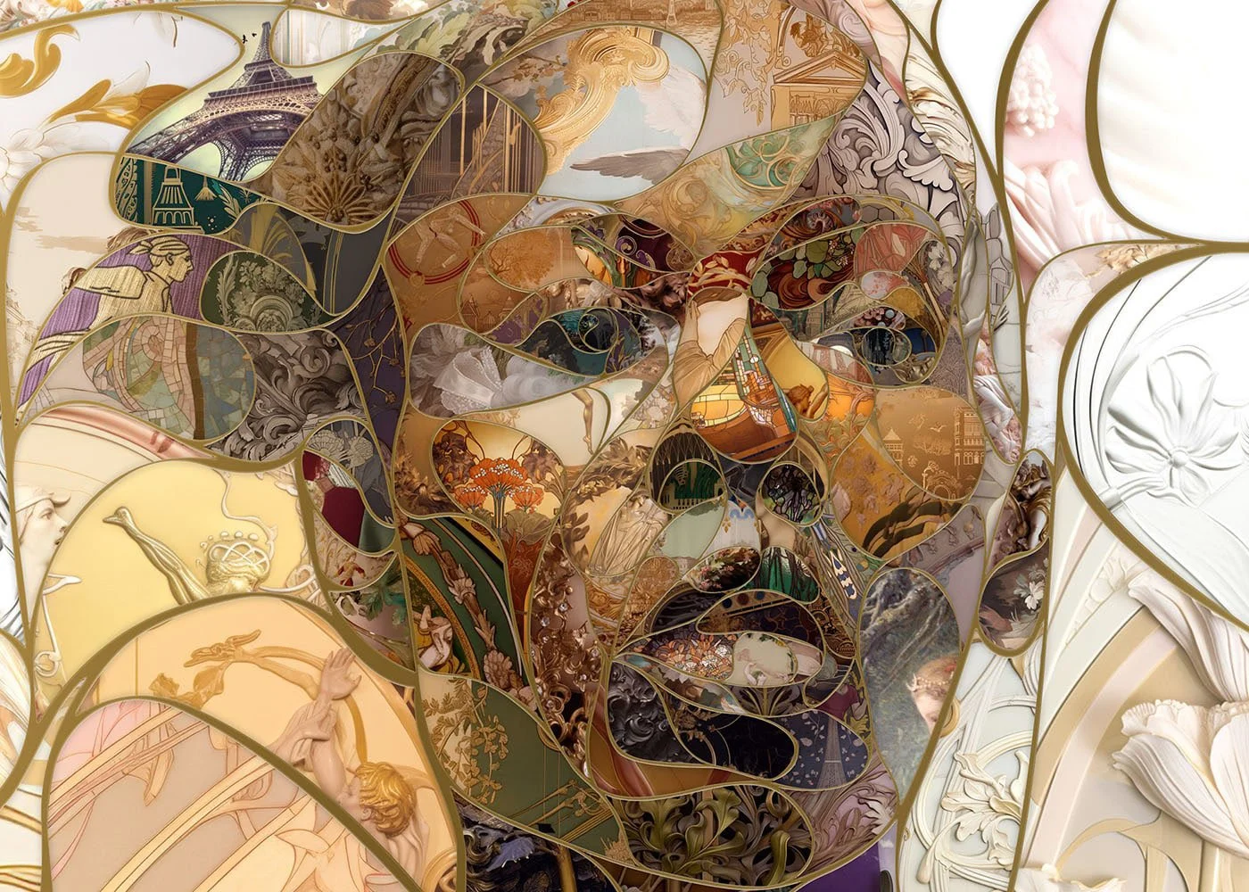  Detail from a complex digital portrait created using thousands of images , showcasing digital portraiture at its finest 