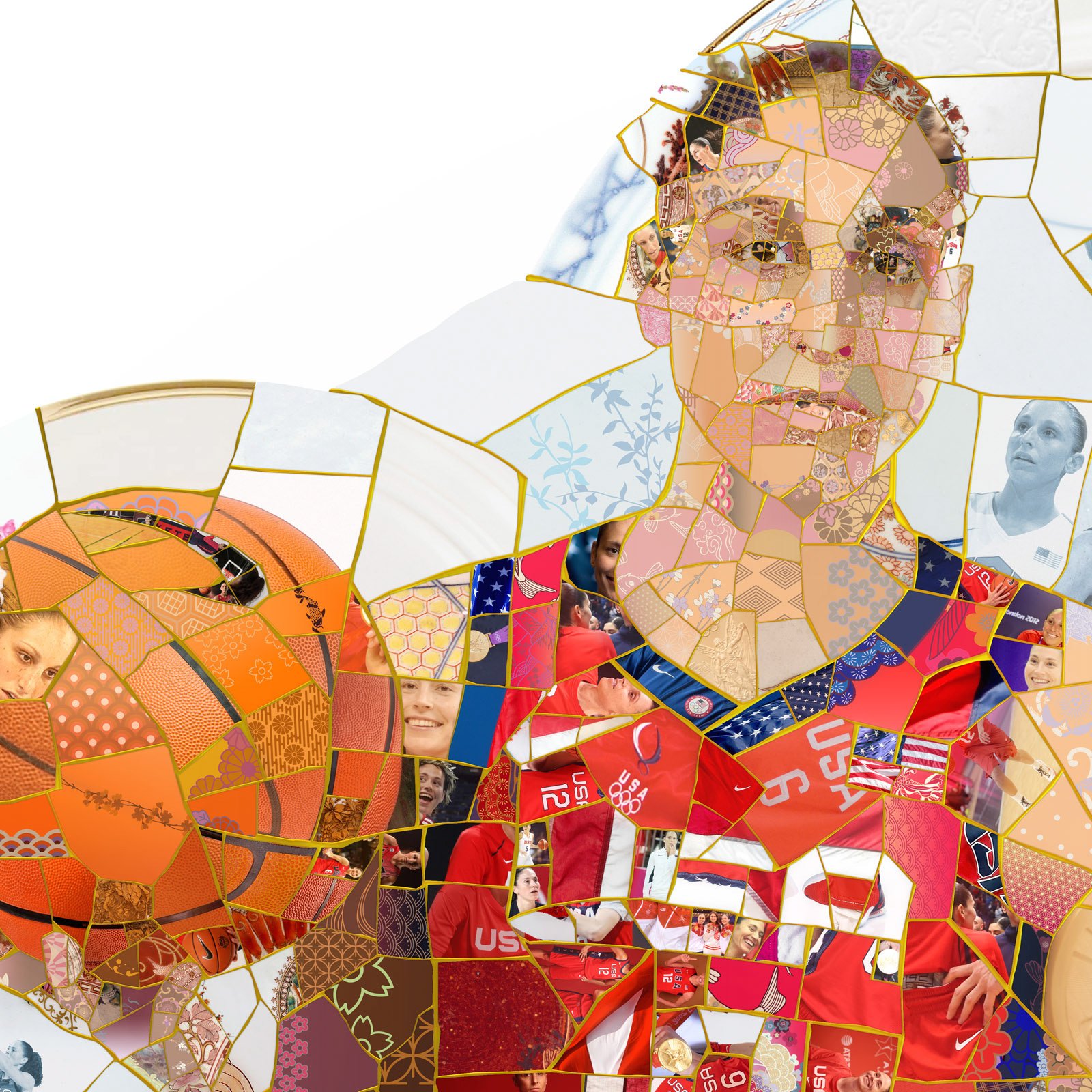 Basketball in a digital kintsugi style, Sport industry art digital illustration 