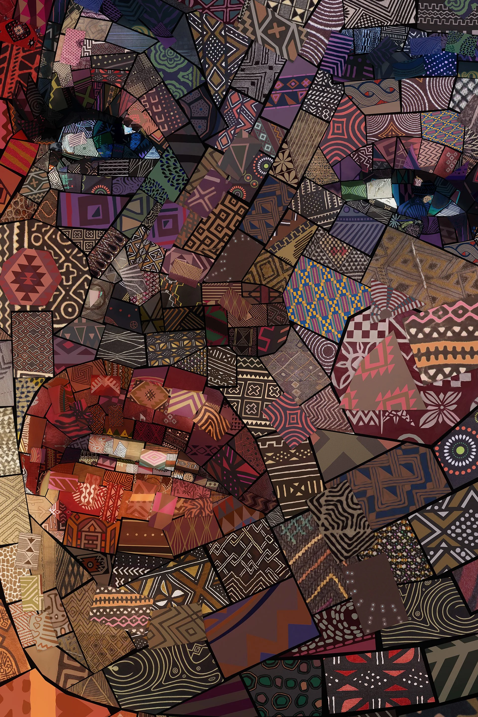  Dark skin woman portrait in a mosaic patterns 