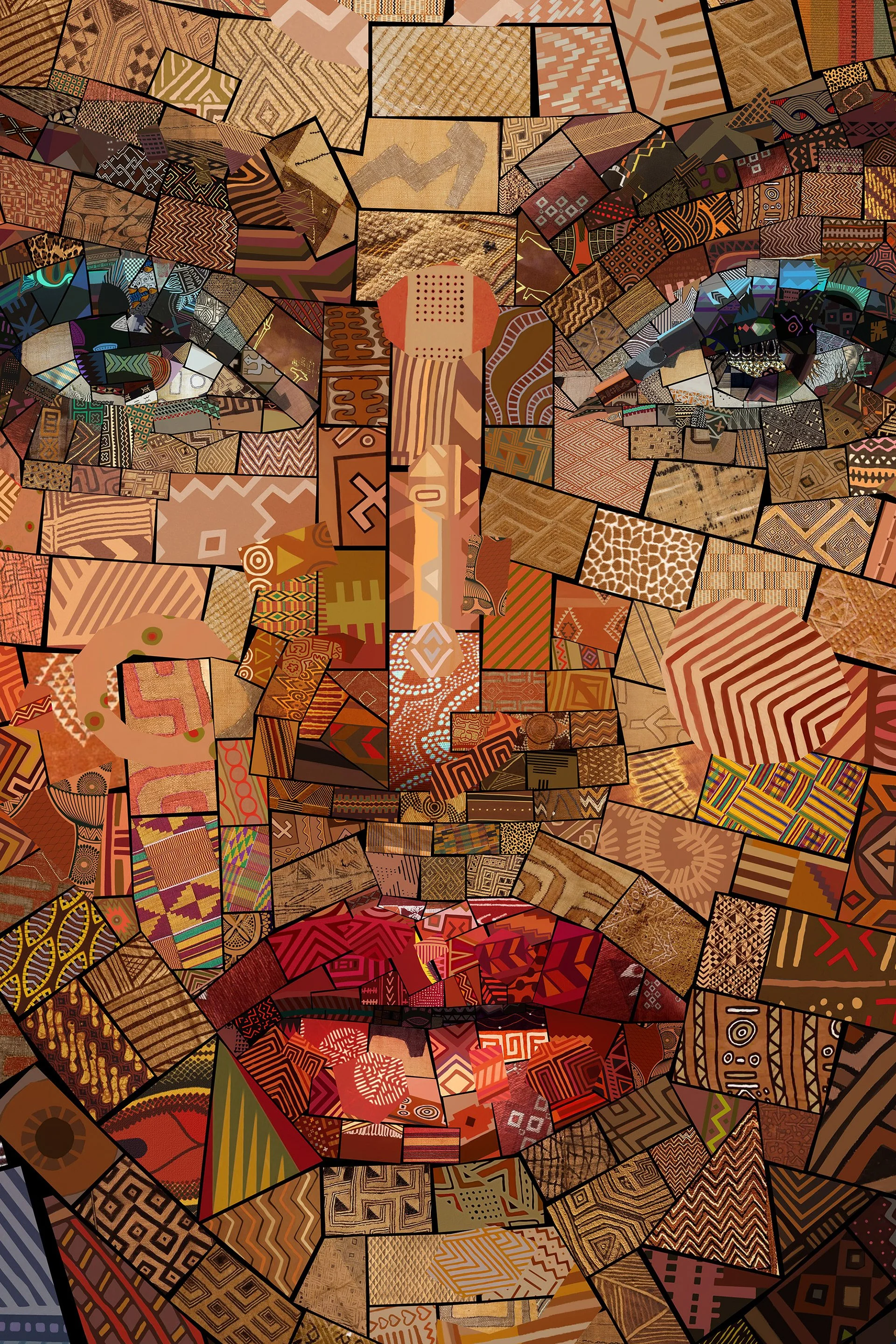  Gorgeous woman looking at you in a digital collage from patterns, art prints 