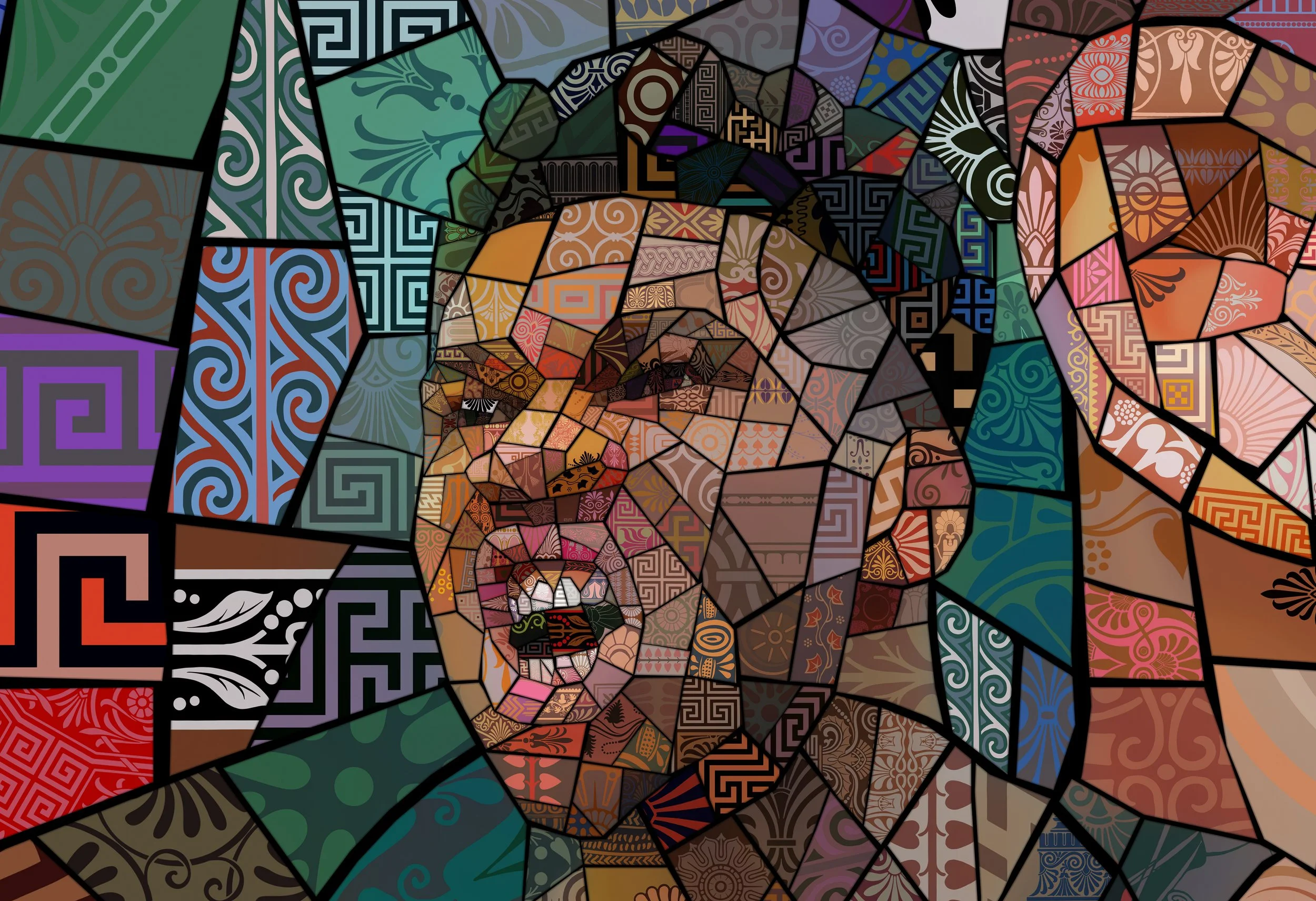  Basketball player art portrait, digital mosaic art 
