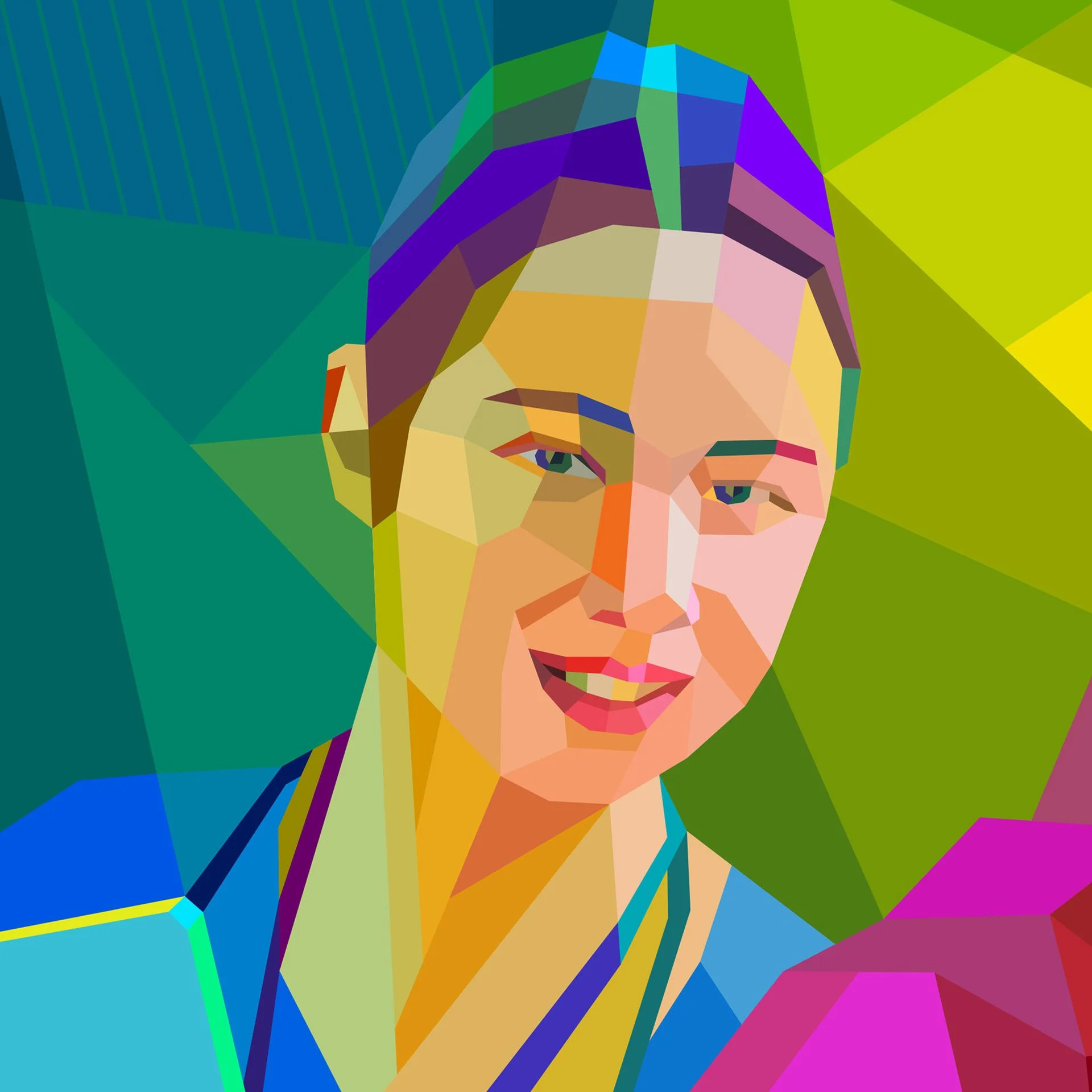 Girls face neo-futuristic digital illustration for medical identity 