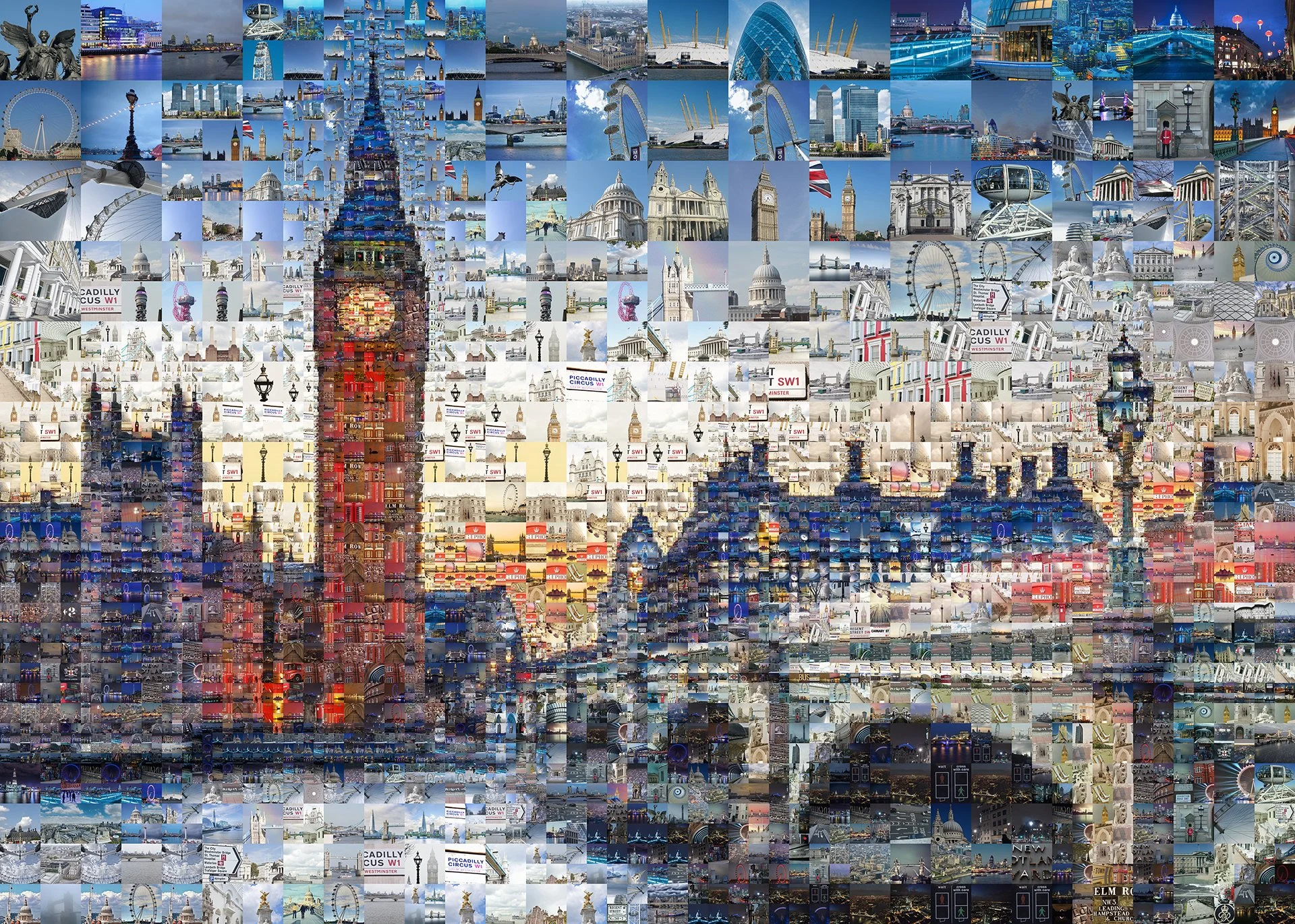  London City photo mosaic for jigsaw puzzle game, metropolis art 