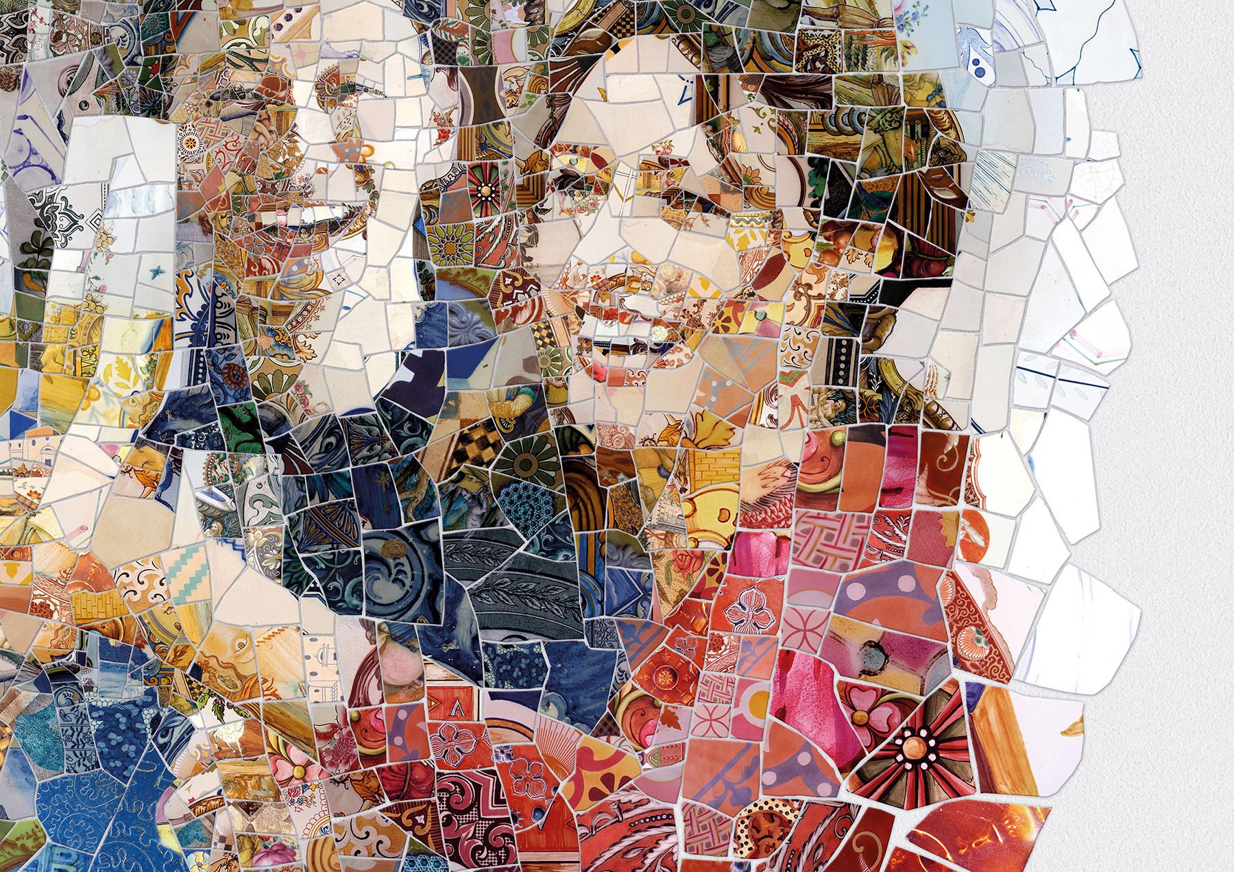  Mosaic illustration of people laughing for Codorniu sparkling wine champagne 