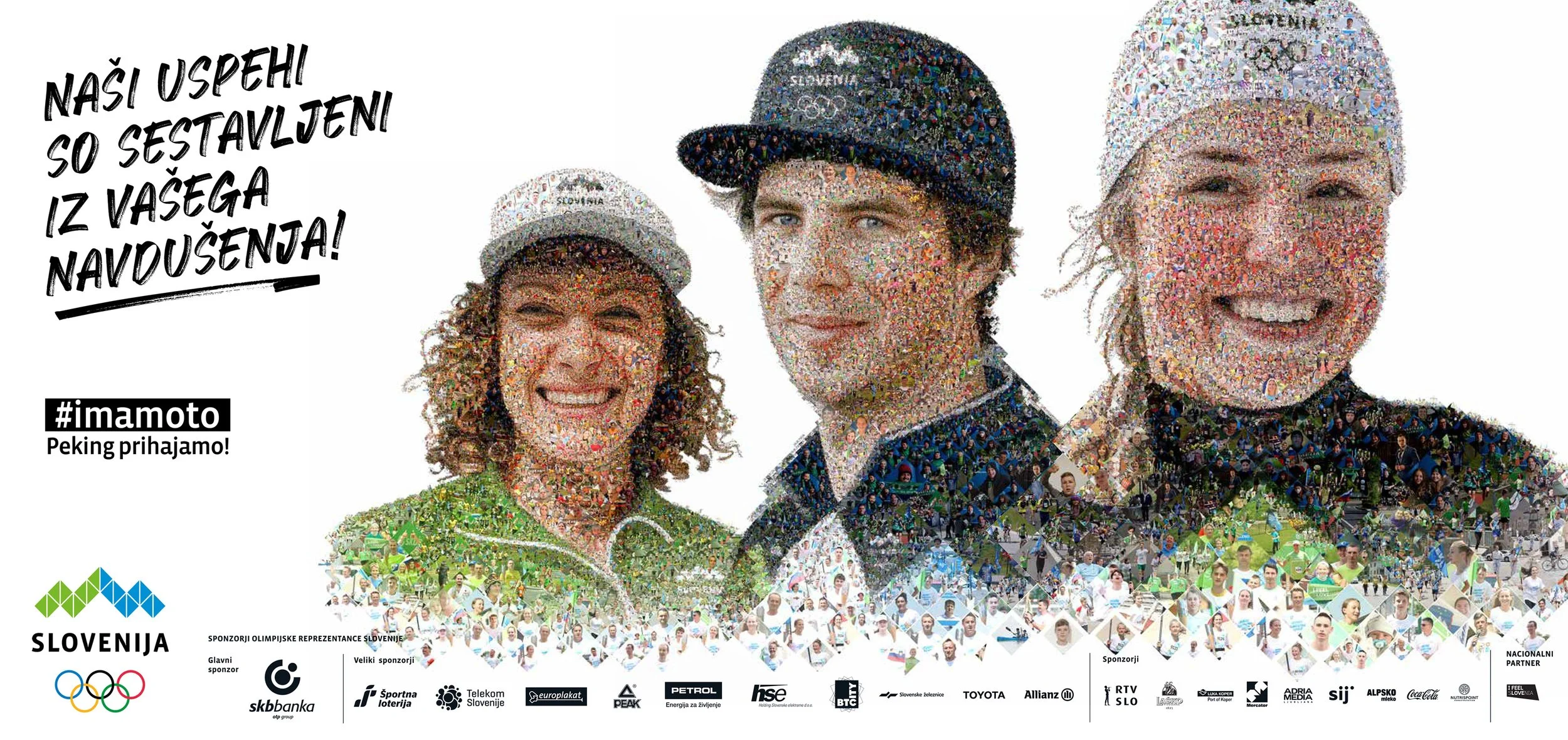 Olympic champions' portraits on billboards, advertising illustration collages from fans' photos