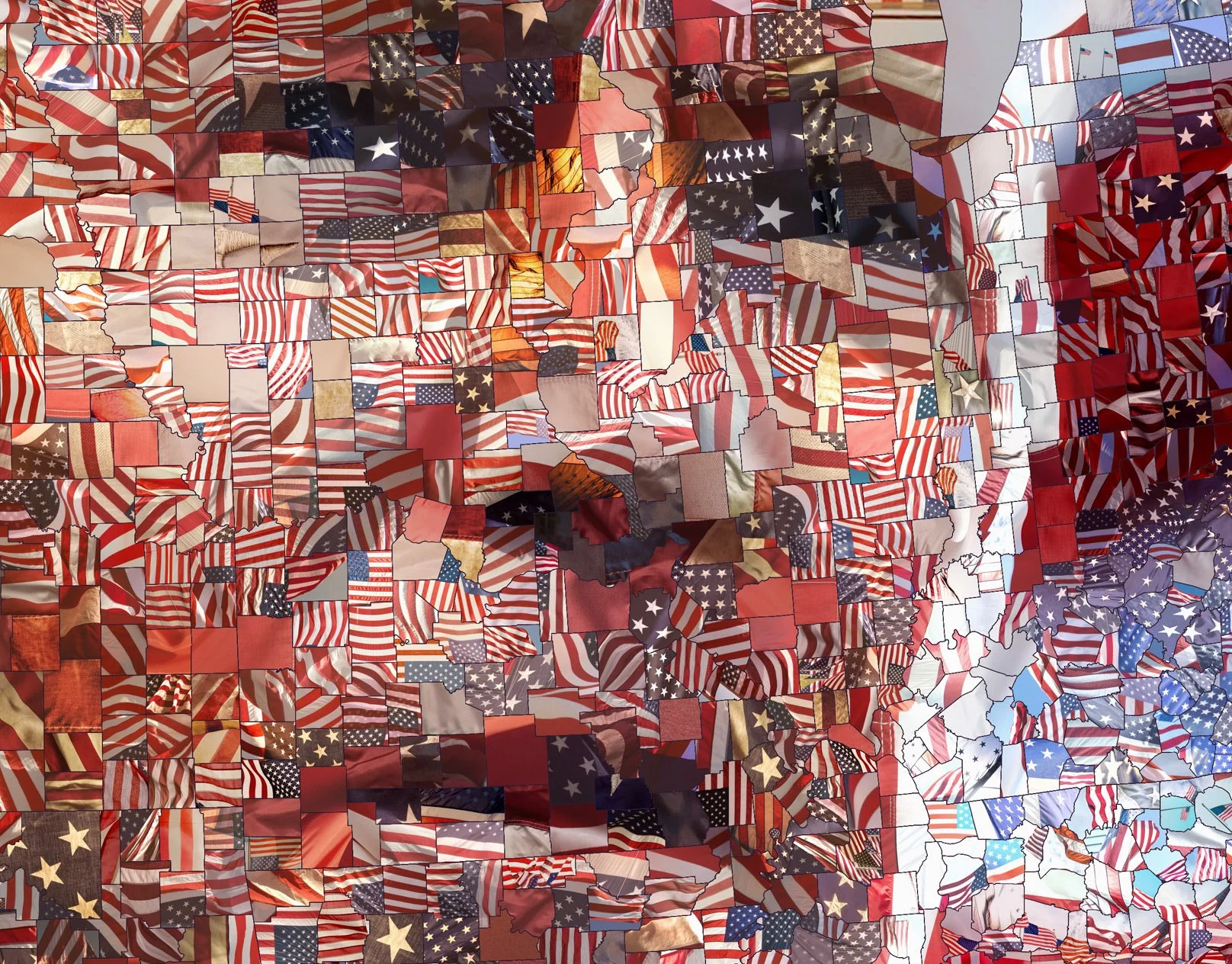  Mosaic artwork of Joe Biden made on an America map from American flags 
