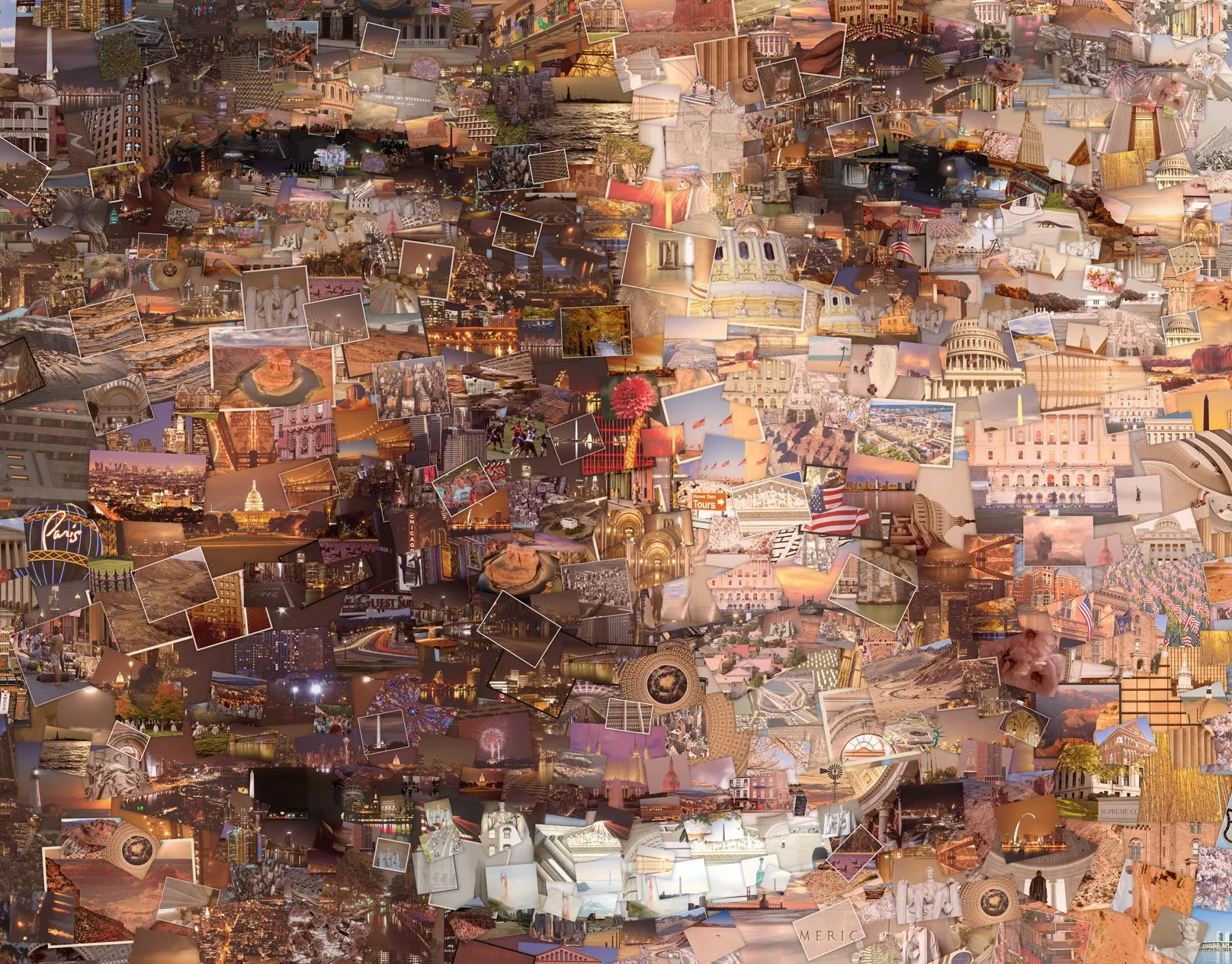  A digital portrait made out of historical photos in a mosaic style for a politician 