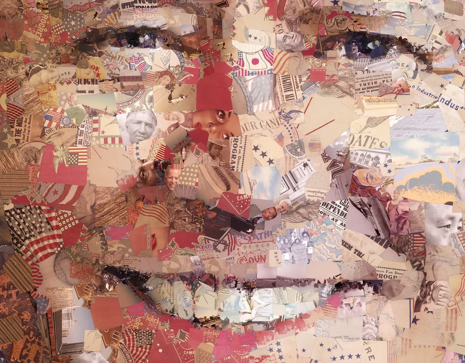  Portrait of millions of photos in a digital mosaic style, photomosaic 