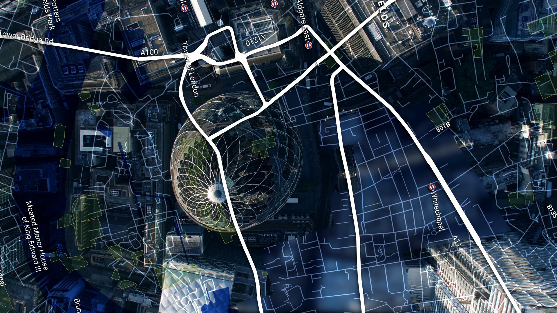  London digital map mosaic detail, contemporary TV illustration 