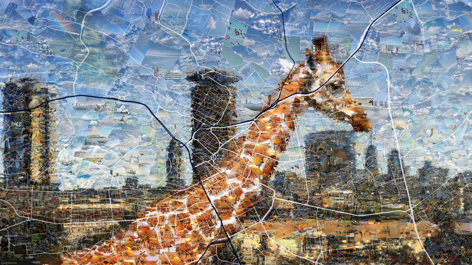  Giraffe in Nairobi city mosaic illustration using the actual city map for promotional campaign 