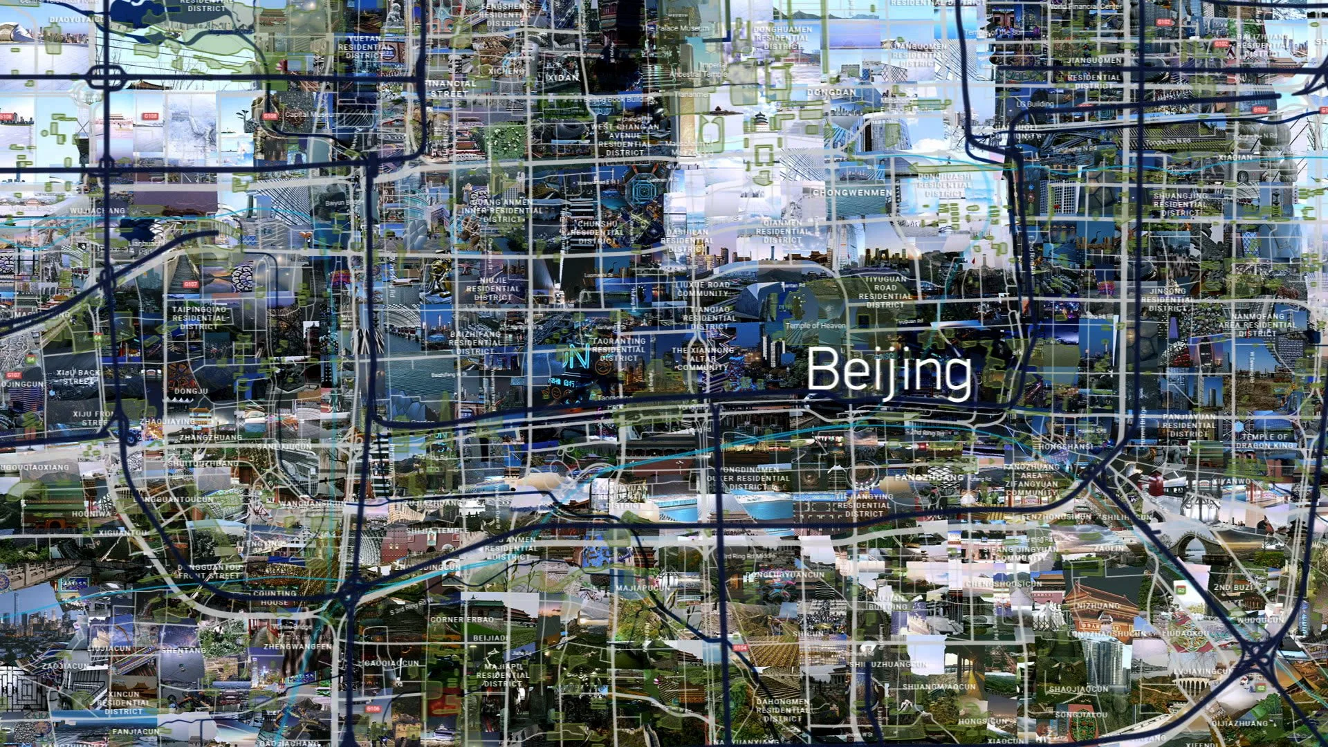  Beijing City landmark recreated in detailed digital mosaic for Global television promo 
