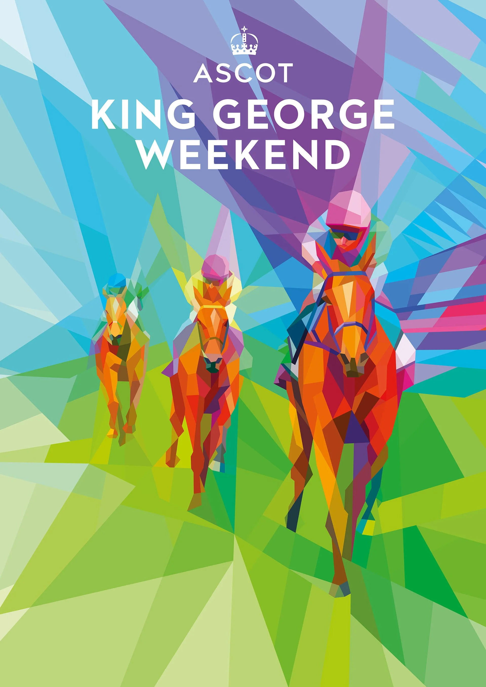   neofuturistic jockey and horse poster  